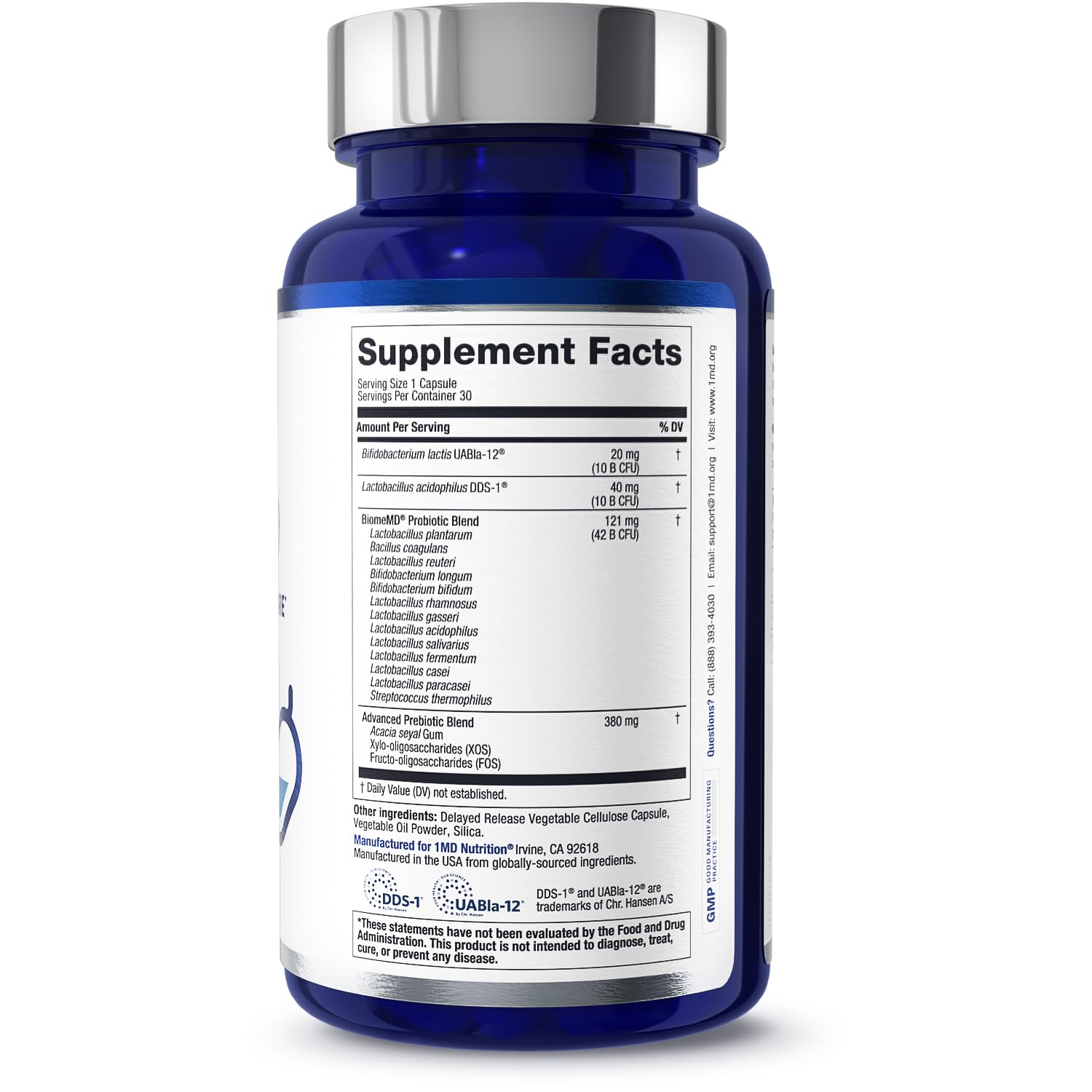 1MD Nutrition BiomeMD Probiotics | 62 Billion CFUs, 15 Comprehensive Strains - Pro & Prebiotics | Doctor-Formulated for Digestive Health & Immune Support | 30 Capsules 1MD Nutrition Au supplements