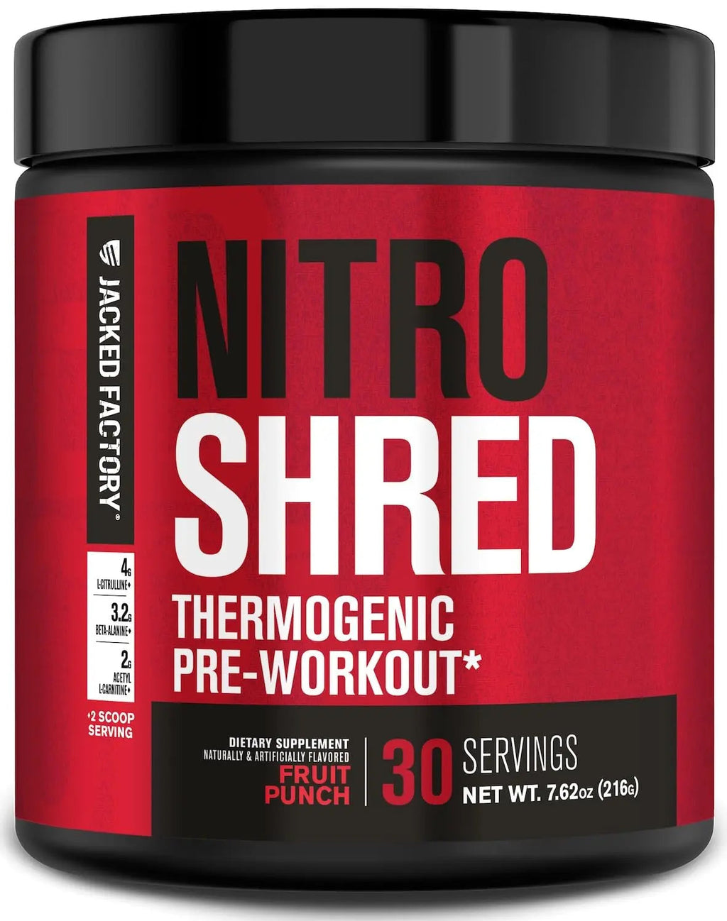Jacked Factory NITROSURGE Shred Pre Workout Supplement - Energy Booster, Instant Strength Gains, Sharp Focus, Powerful Pumps - Nitric Oxide Booster & PreWorkout Powder - 30Sv, Fruit Punch Jacked Factory Au supplements