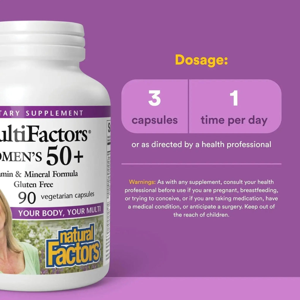 MultiFactors by Natural Factors, Women's 50+ Multivitamin & Mineral Formula, Dietary Supplement for Nutritional Support, 90 capsules (30 servings) Natural Factors Au supplements