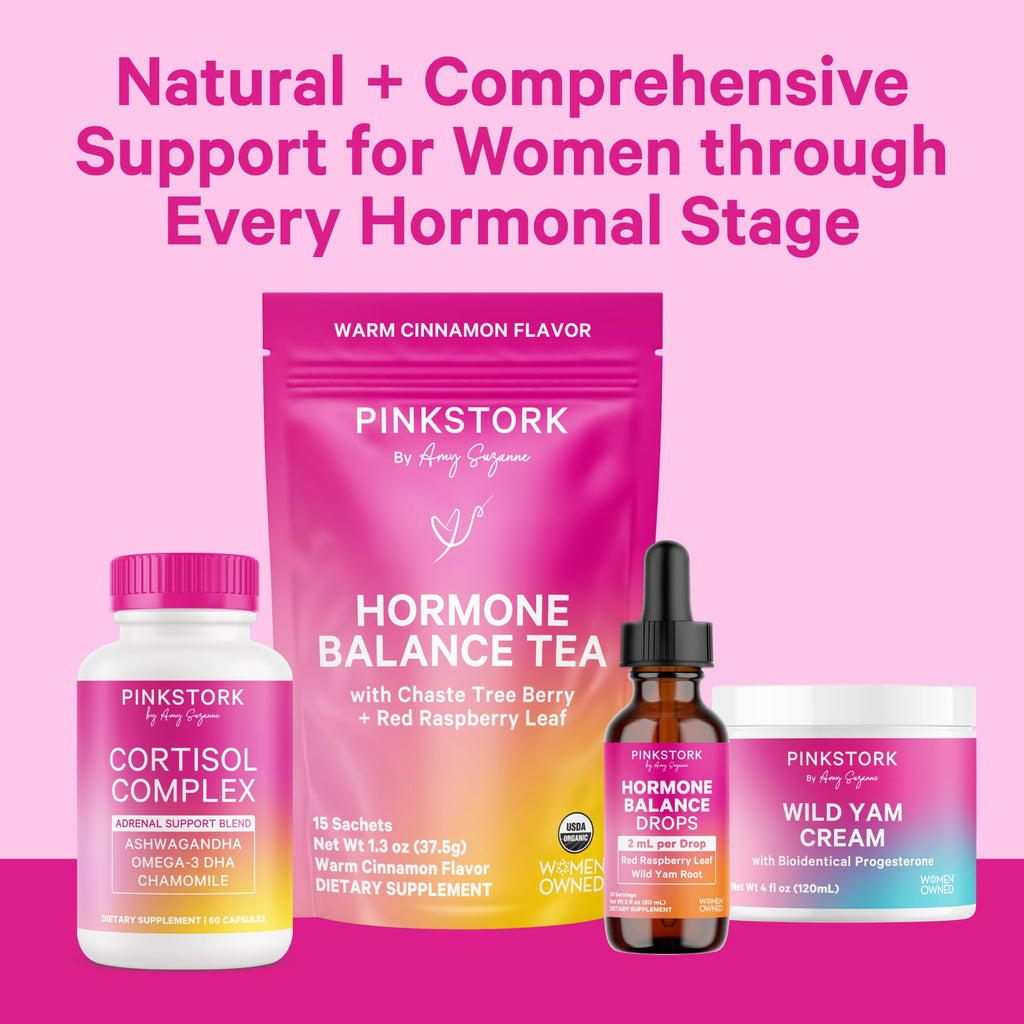 Pink Stork Hormone Balance Drops for Women - Supports Hormonal Health, PMS, Perimenopause & Mood, with Red Raspberry Leaf & Wild Yam - Liquid Supplement - Vegan, 2oz, 30 Servings Pink Stork Au supplements