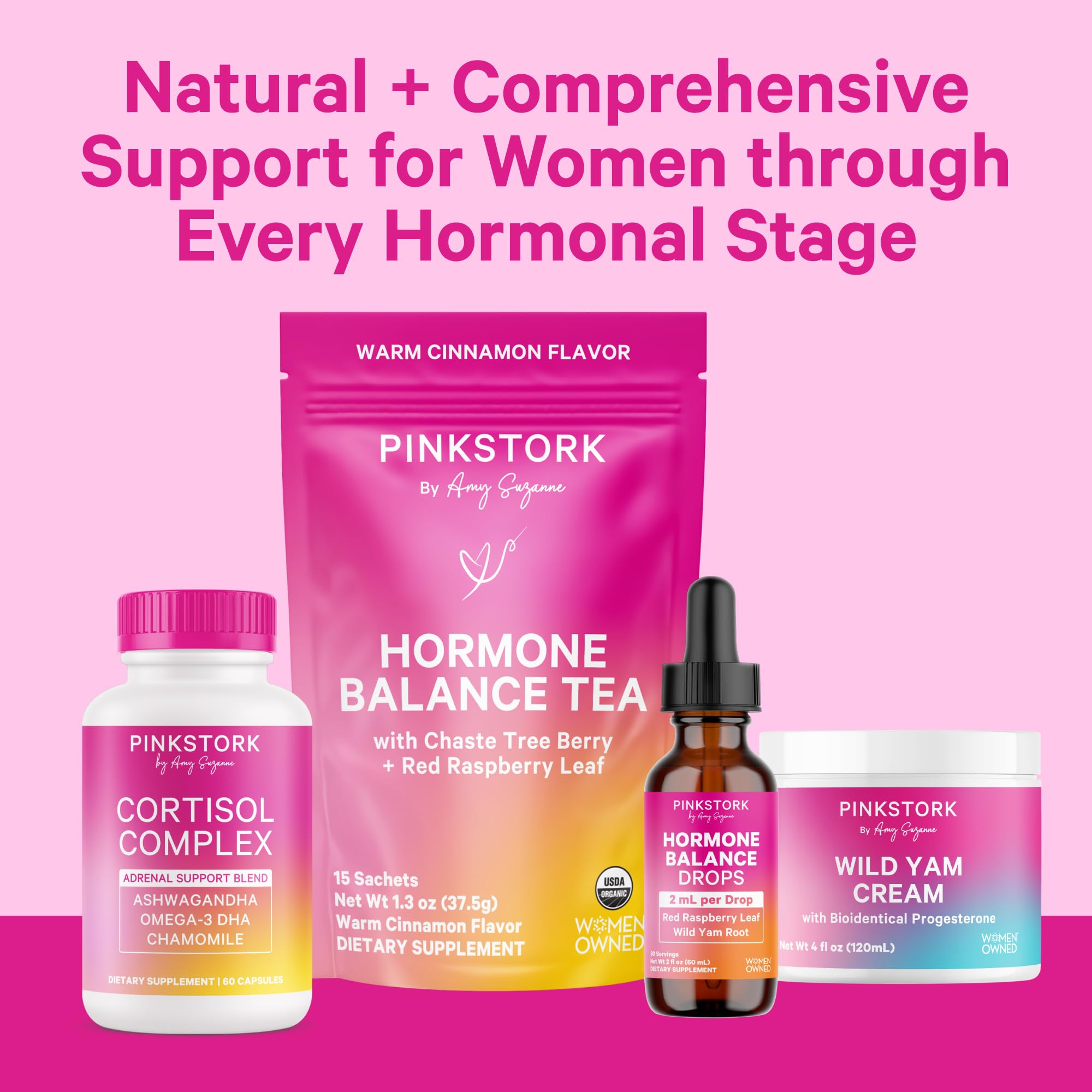 Pink Stork Hormone Balance Drops for Women - Supports Hormonal Health, PMS, Perimenopause & Mood, with Red Raspberry Leaf & Wild Yam - Liquid Supplement - Vegan, 2oz, 30 Servings Pink Stork Au supplements
