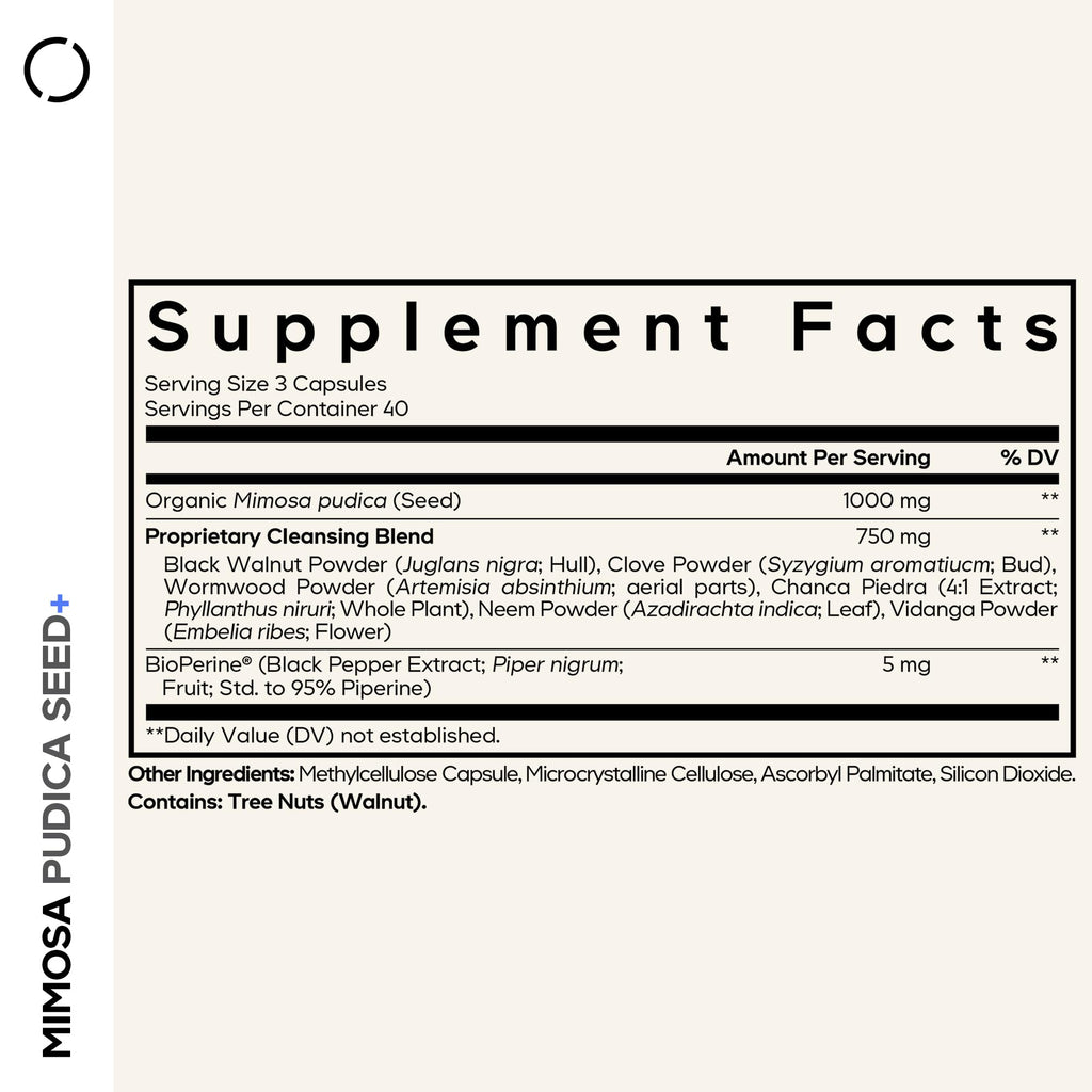Codeage Organic Mimosa Pudica Seed Capsules - Mimosa Pudica Seeds Supplement - Black Walnut, Cloves, Vidanga, Neem, BioPerine - All in One - Sensitive Plant Pills - Non-GMO & Vegan - 120 Capsules Codeage Au supplements