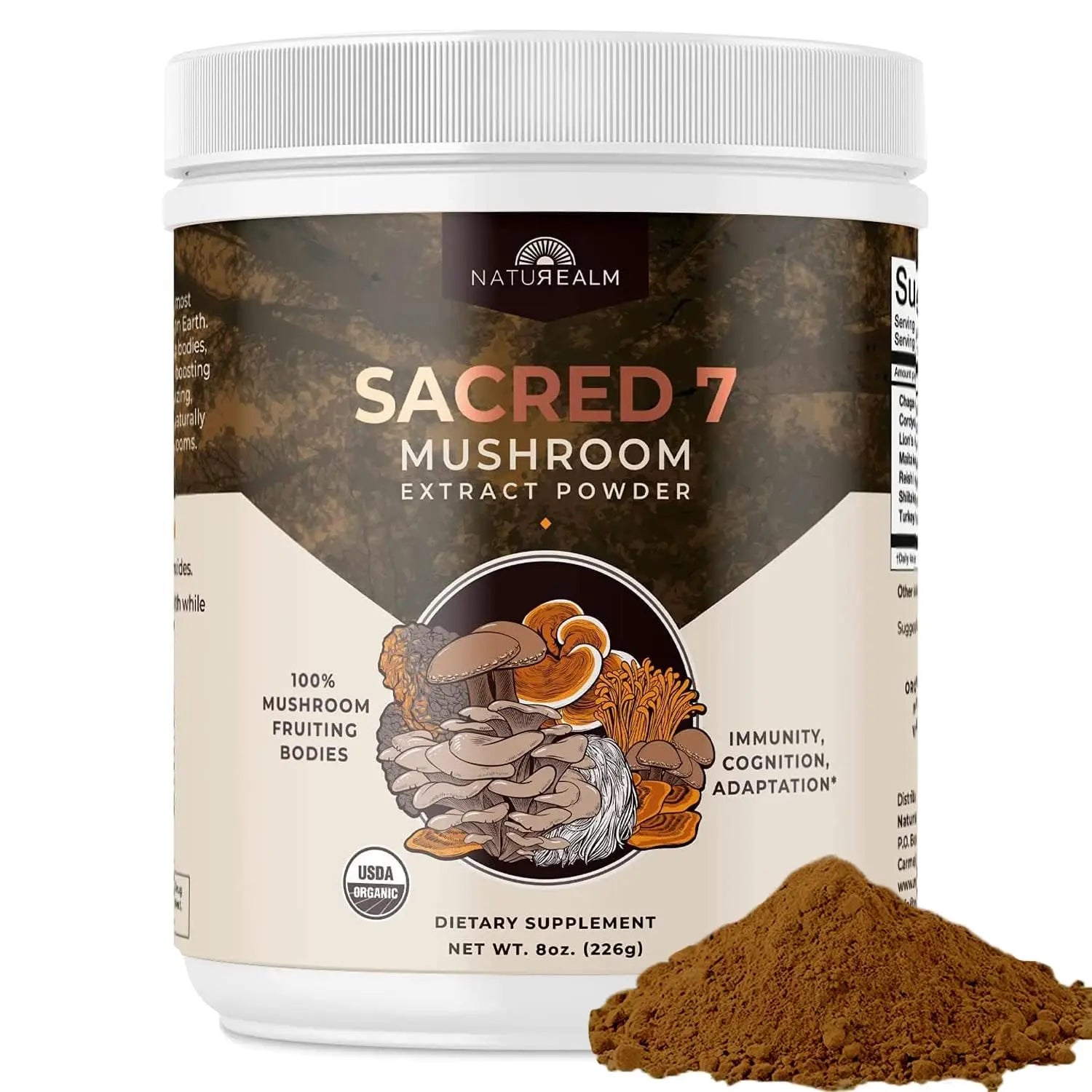 Naturealm Sacred 7 Mushroom Extract Powder - USDA Organic - Lion's Mane, Reishi Naturealm Au supplements
