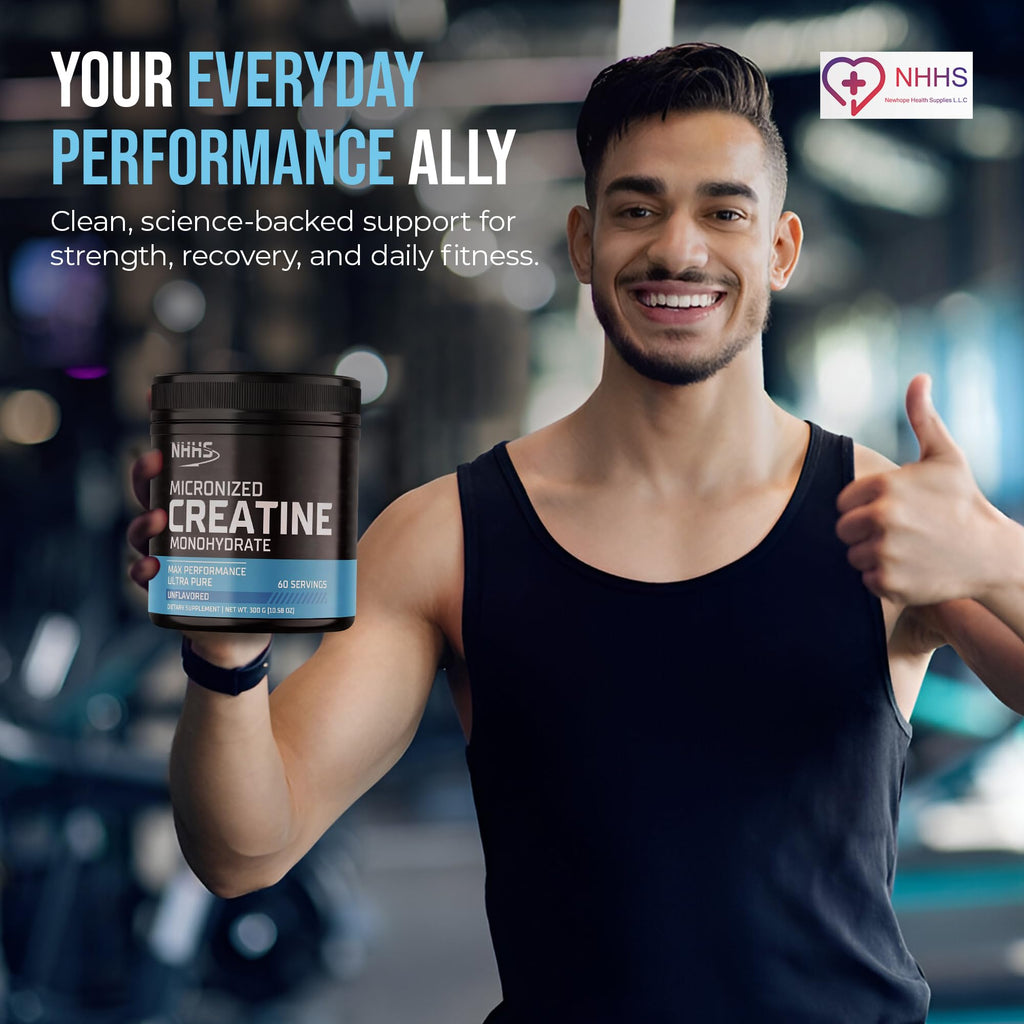NHHS Micronized Creatine Monohydrate – Supports Strength & Muscle Performance | Ultra-Pure, Unflavored, 60 Servings, 300 Grams – Made in USA, Gluten-Free, Non-GMO NHHS Au supplements