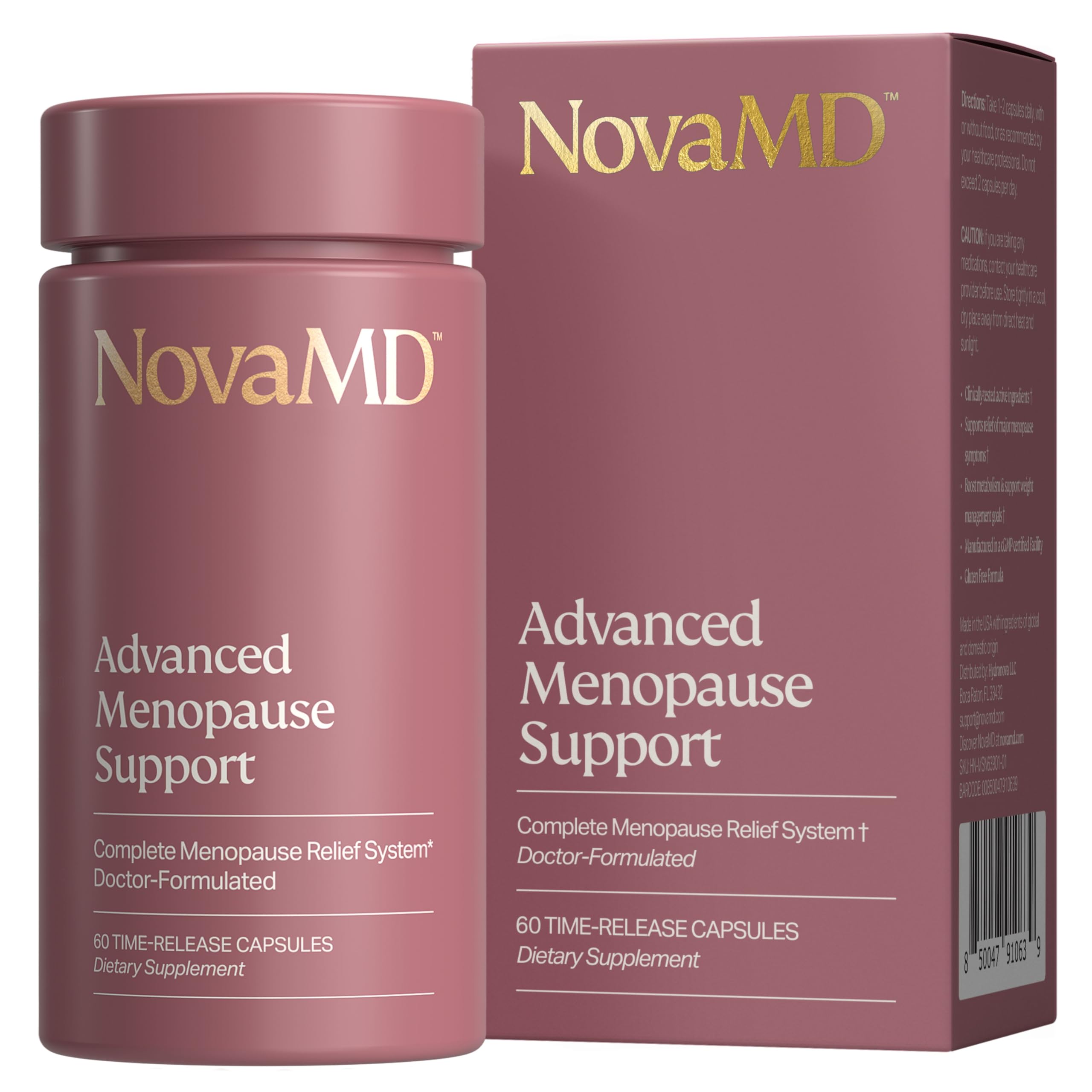 NOVAMD Clinically Proven Menopause Supplement for Weight Management, Hot Flashes, Night Sweats and Low Energy