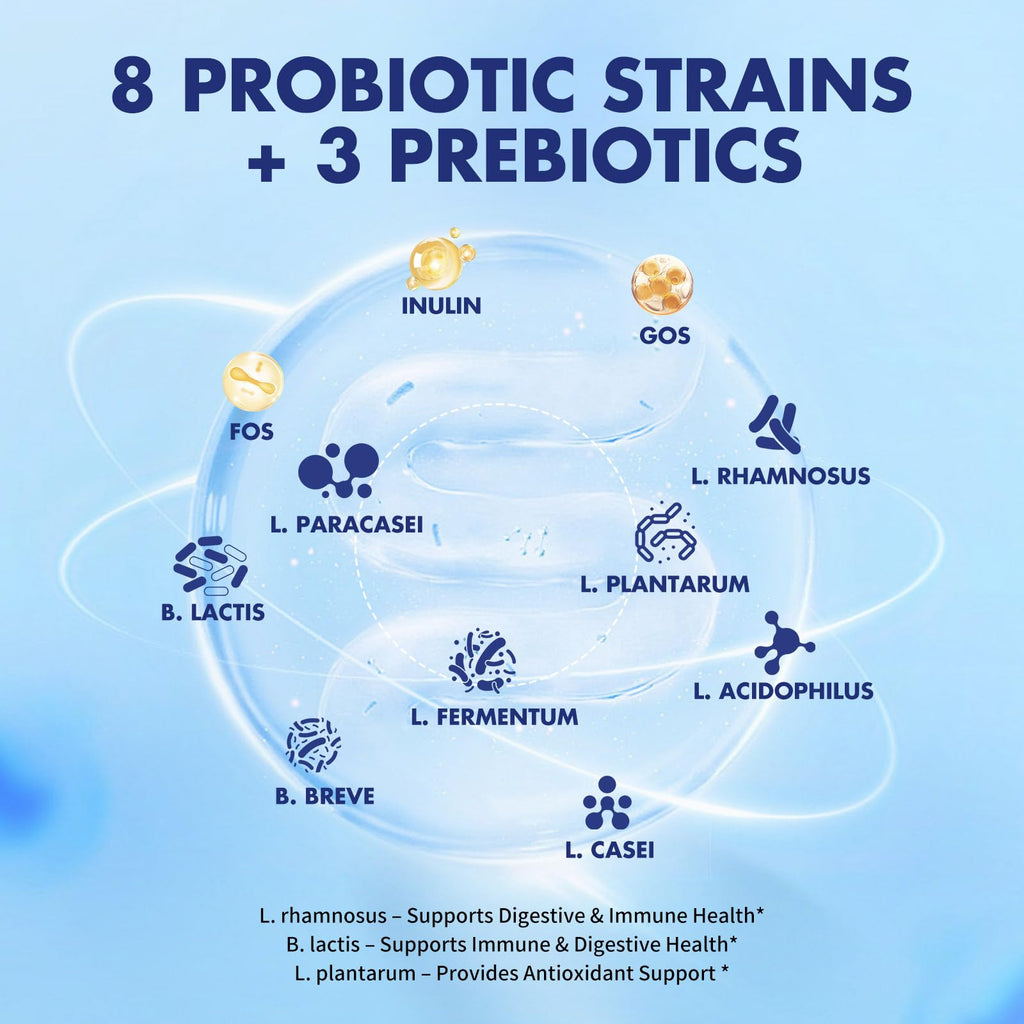 MISS PEP Probiotics 50 Billion CFU - 8 Unique Strains + 3 Prebiotics - Immune, Digestive & Gut Health - Supports Occasional Constipation, Diarrhea, Gas & Bloating - Probiotics for Women & Men - 30ct MISS PEP Au supplements