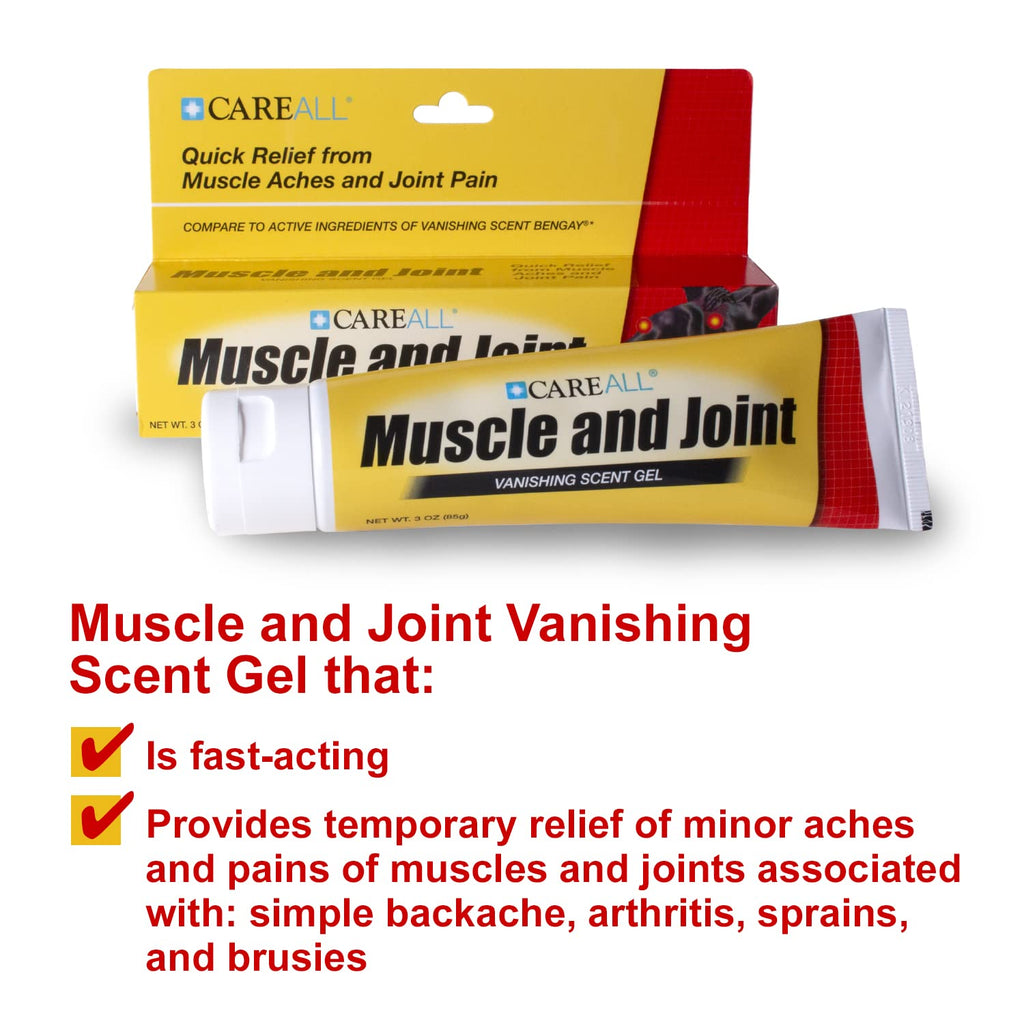 CareAll Muscle & Joint Vanishing Scent Gel, 3.0 oz. (3 Pack), Non-Greasy, Pain Relief Gel for Muscle, Back and Minor Arthritis, Topical Analgesic, 2.5% Menthol CareAll Au supplements