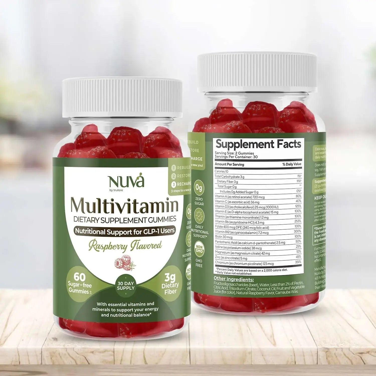 NuVa GLP-1 Support Multivitamin Gummies for Men & Women: Raspberry, Sugar-Free, 3g Fiber for Digestion & Gut Health NuVa Au supplements