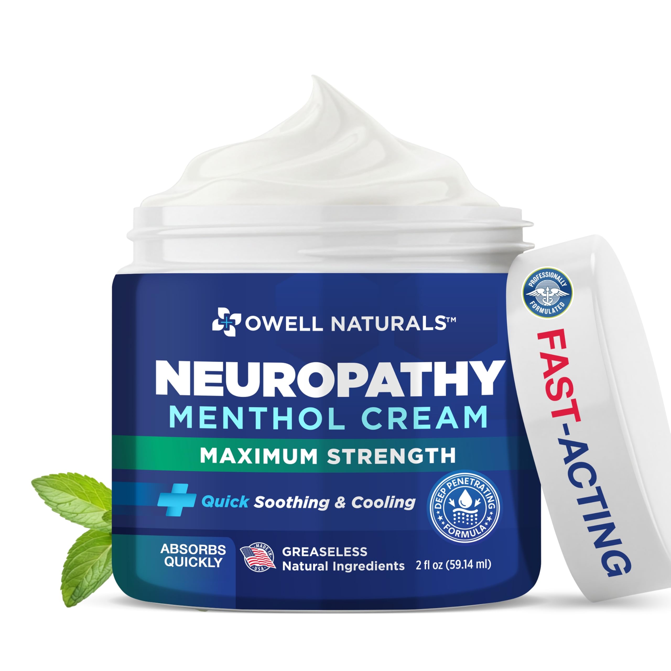 Owell Naturals Neuropathy Cream Extra Strength – Fast Absorbing Cooling for Leg, Feet & Hands – Advanced Soothing Formula with Aloe Vera, Arnica, MSM & Vitamin B6 – Made in USA, 2 fl oz Owell Naturals Au supplements