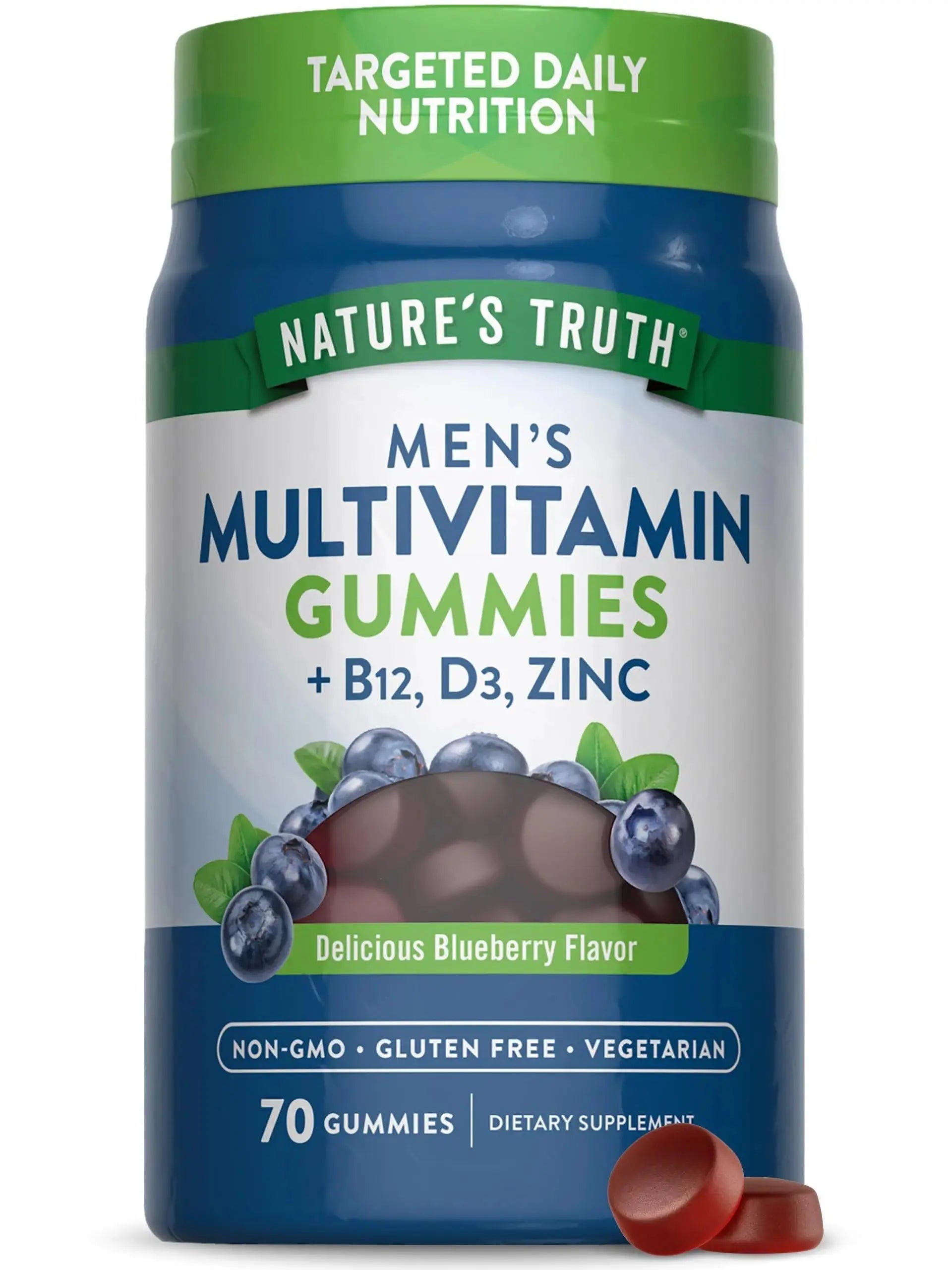 Nature's Truth Multivitamin for Men Gummies | 70 Count | Blueberry Flavor | with B12, D3 & Zinc | Nature's Truth Au supplements
