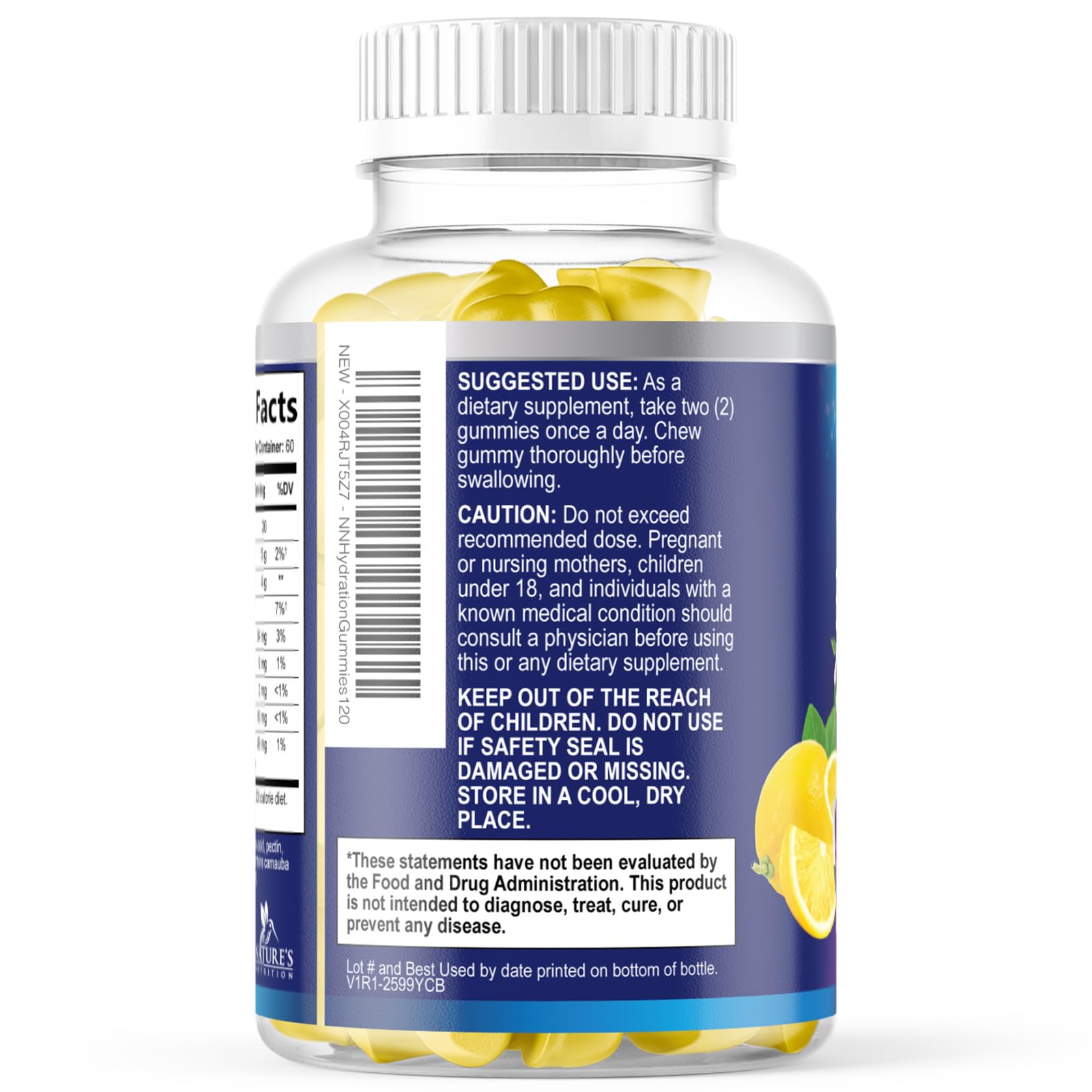 Hydration Electrolyte Gummies - Daily Liquid Replenisher Gummy - Electrolyte Multiplier with Minerals, Potassium & Real Salt - Vegan, Non-GMO - Tasty Lemon Flavor Hydration Electrolytes