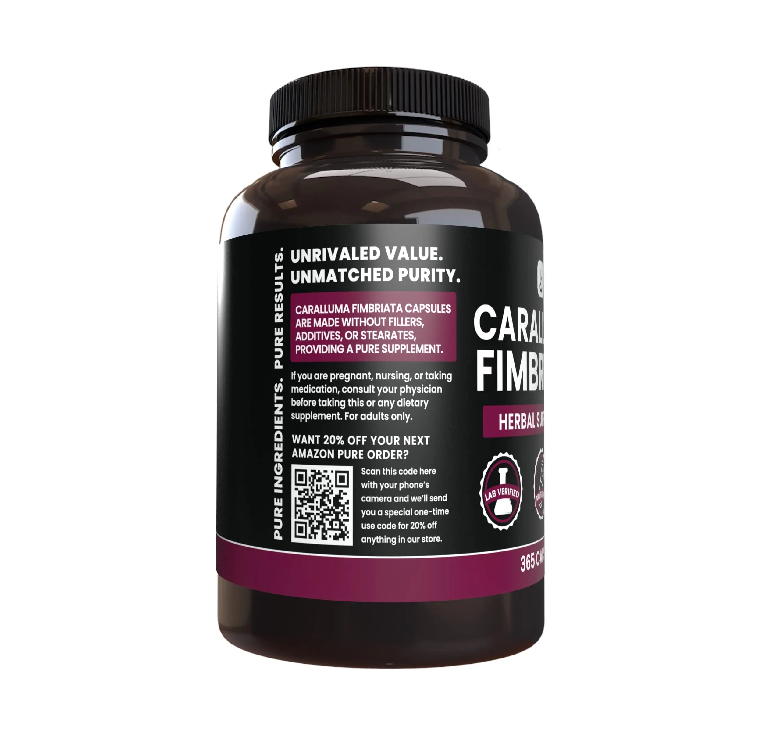 PURE ORIGINAL INGREDIENTS Caralluma Fimbriata (365 Capsules) No Magnesium Or Rice PURE ORIGINAL INGREDIENTS Au supplements