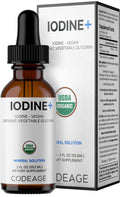 Codeage USDA Certified Organic Iodine Drops - 250 Mcg Per Serving - 1+ Year Supply - Liquid Iodide Supplement - Pure, Clear Iodine - Vegan Potassium Iodine Liquid Drop - 2 fl oz Codeage Au supplements