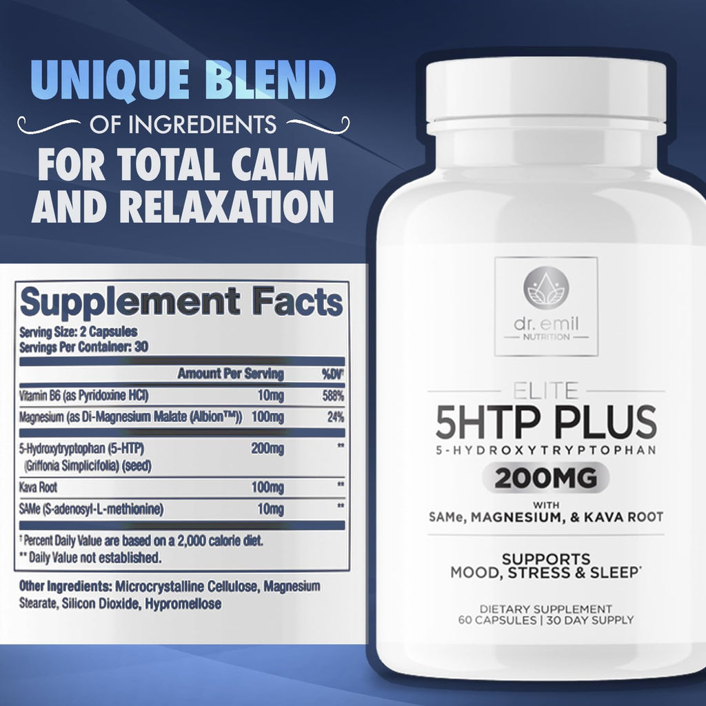 200 MG 5-HTP Elite with Kava Root Extract, Magnesium & SAM-e to Maintain Normal DR EMIL NUTRITION Au supplements