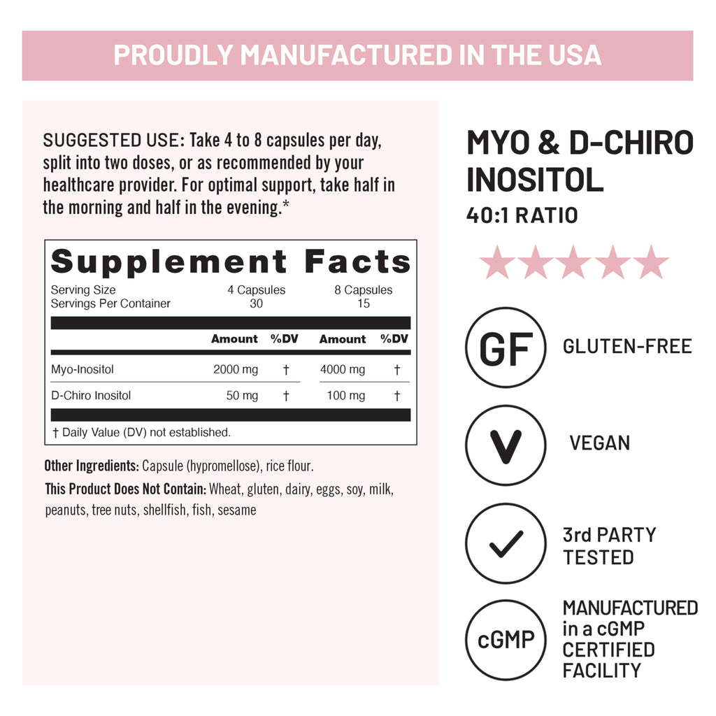 NatureWise Myo-Inositol & D-Chiro Inositol Supplement for Women - Fertility Supplements for Women - Ideal 40:1 Ratio - Myo Inositol 2000mg - Non-GMO, Vegan, USA Manufactured - [30-Day Supply] NatureWise Au supplements