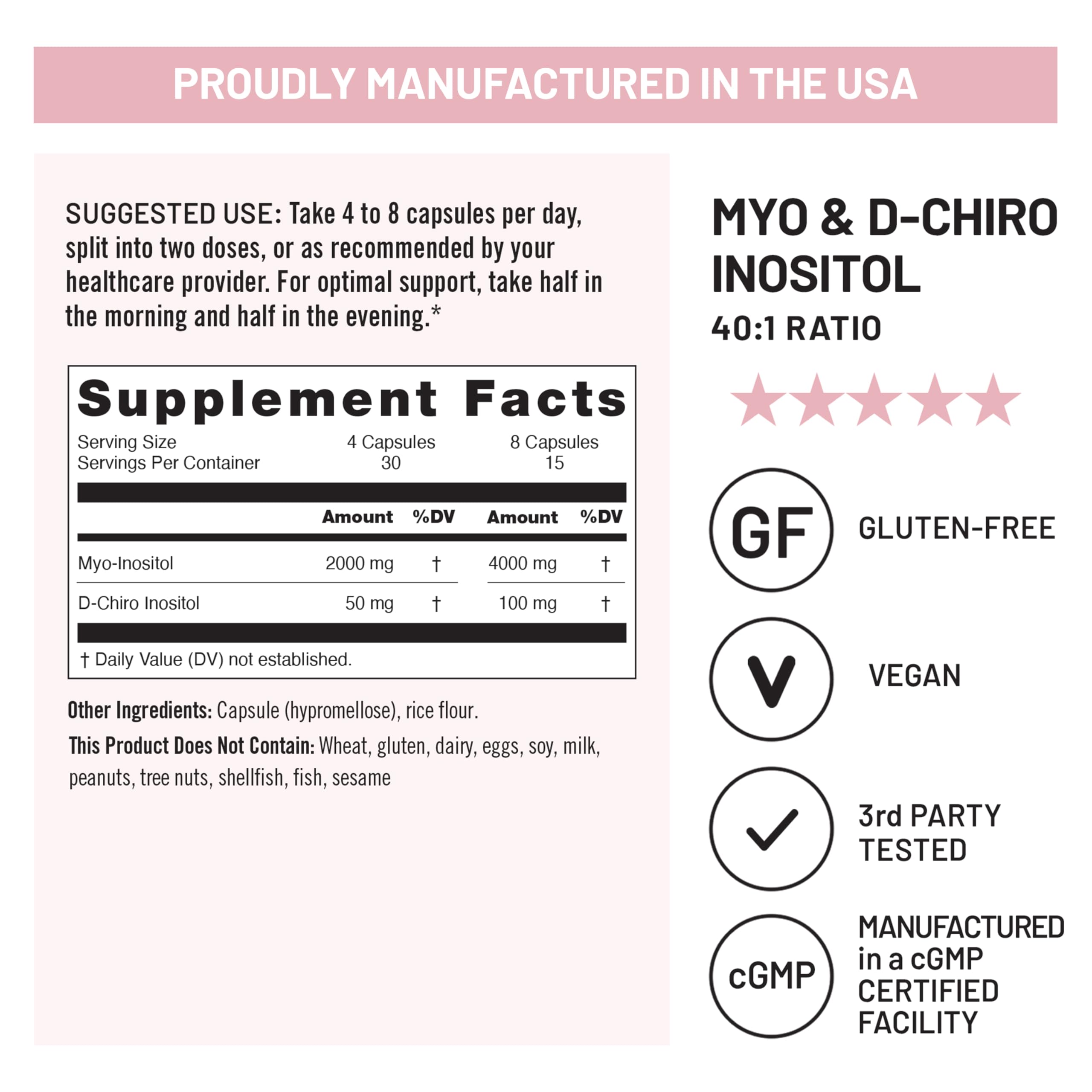 NatureWise Myo-Inositol & D-Chiro Inositol Supplement for Women - Fertility Supplements for Women - Ideal 40:1 Ratio - Myo Inositol 2000mg - Non-GMO, Vegan, USA Manufactured - [30-Day Supply] NatureWise Au supplements