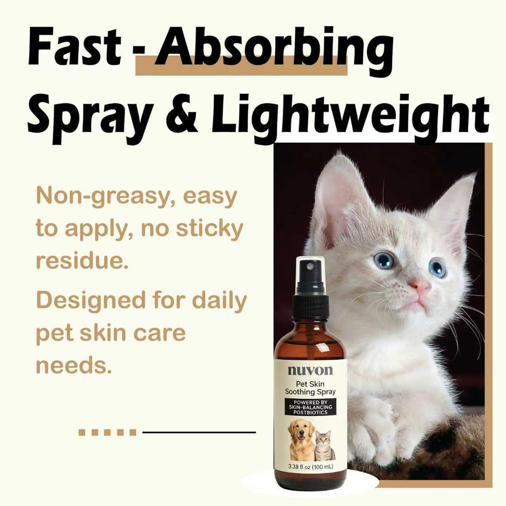 NUVON Pet Skin Soothing Spray, Postbiotics Restoration Spray for Dogs & Cats, Reduce Irritation, Rebuild Skin Barrier - 3.38 fl oz Lwefao Au supplements