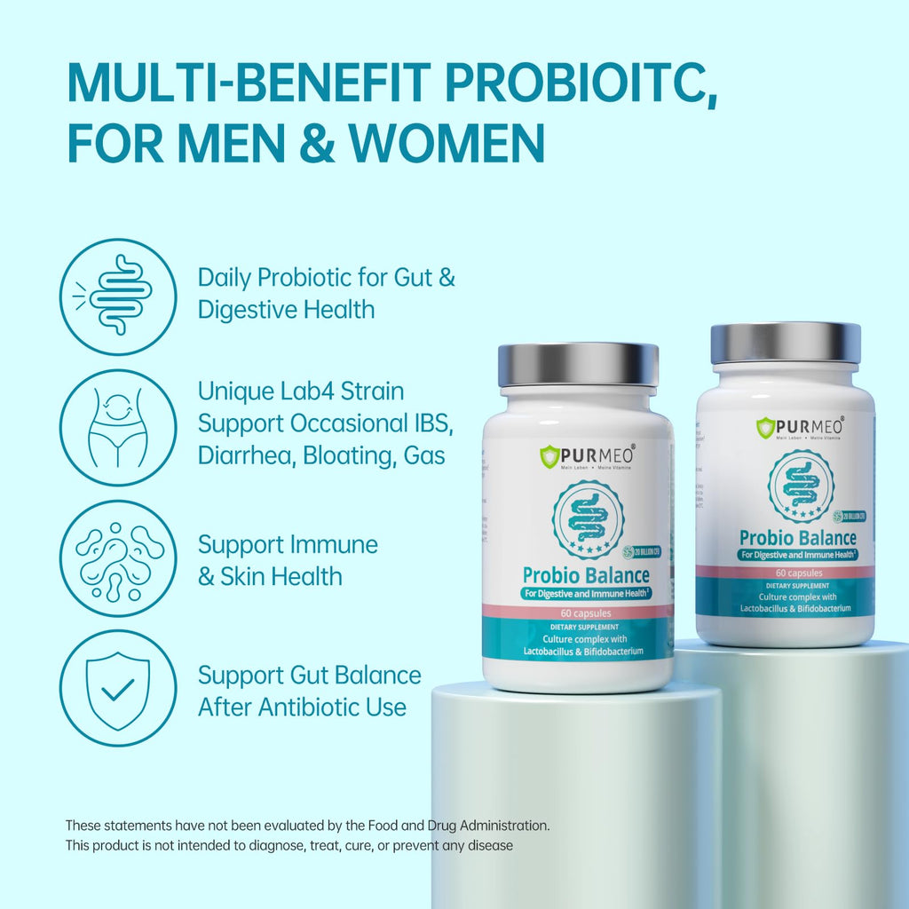 Digestive Probiotics 20X Lab4 Strains for Gut & Immune Health, Pro Formula for Men & Women, Probiotic Capsules Support Diarrhea, Bloating and Gas, Shelf Stable, Vegan, Gluten Free, 60 Days Supply purmeo Au supplements
