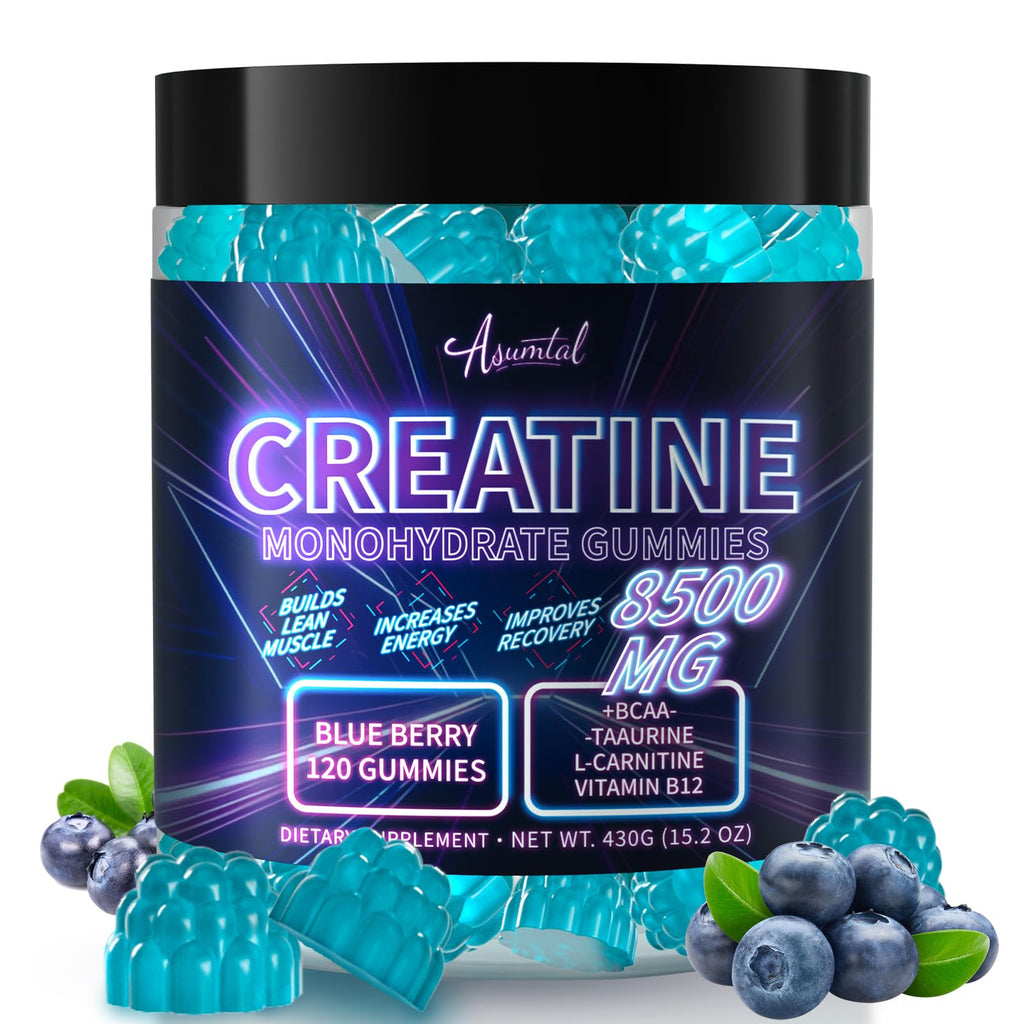 Asumtal Creatine Monohydrate Gummies Complex 8500 MG for Men & Women, Creatine Monohydrate Supplement for Muscle Growth, Strength & Energy Support