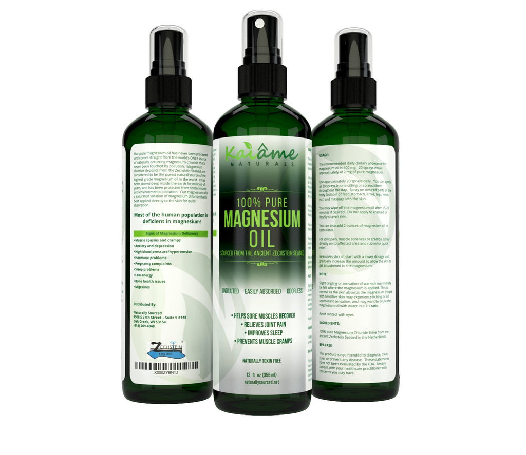 Kaiame Naturals Magnesium Oil Spray, Large 12 oz, Undiluted, Pure and Organic, Sourced from Ancient Zechstein Seabed Kaiame Naturals Au supplements