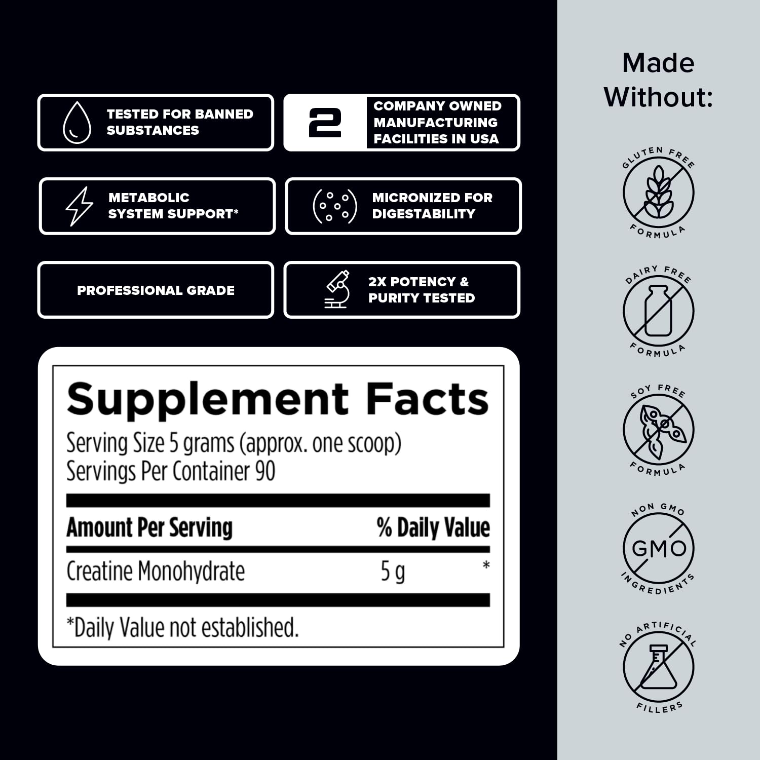 Designs for Sport Micronized Creatine Monohydrate Unflavored Powder - NSF Certified for Sport, 90 Servings, Supports Muscle Recovery, Brain Health, Pre and Post Workout Strength Designs for Sport Au supplements