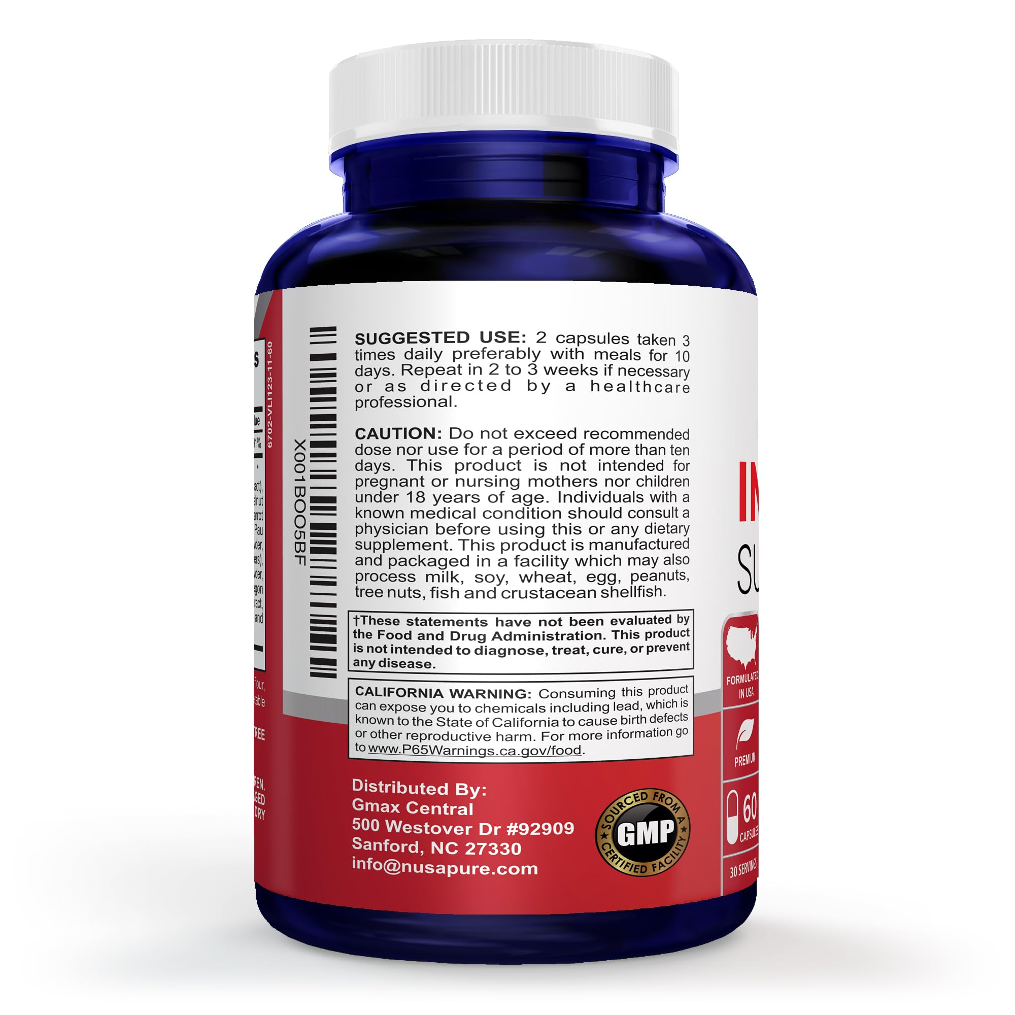 NusaPure Intestinal Support for Humans (Non-GMO), Wormwood, Garlic, Black Walnut Hull, 60 Capsules NusaPure Au supplements