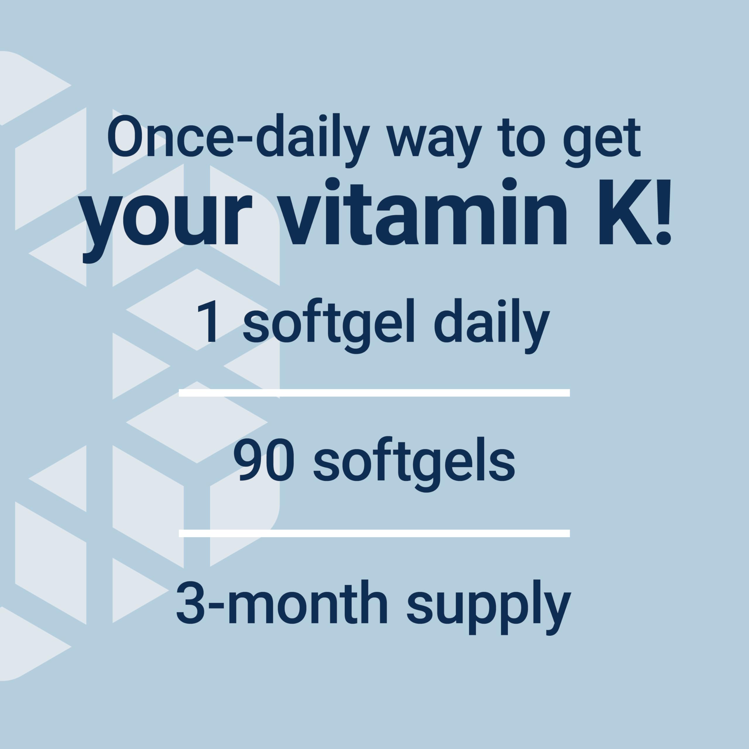 Life Extension Super K, Vitamin K Supplement, 2000 Mcg Vitamin K and 1180 Mcg Vitamin K2, Heart Health, Once-Daily, 90 Softgels