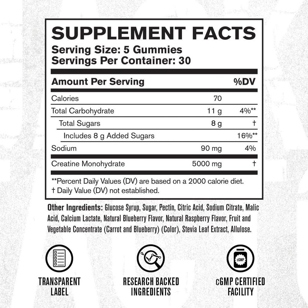 Jacked Factory Creatine Gummies 5g Daily Dose (1g per Gummy) - Creatine Gummy for Men and Women, Vegan-Friendly, Travel-Friendly, Third-Party Tested - 150 Gummies, Blue Raspberry Jacked Factory Au supplements