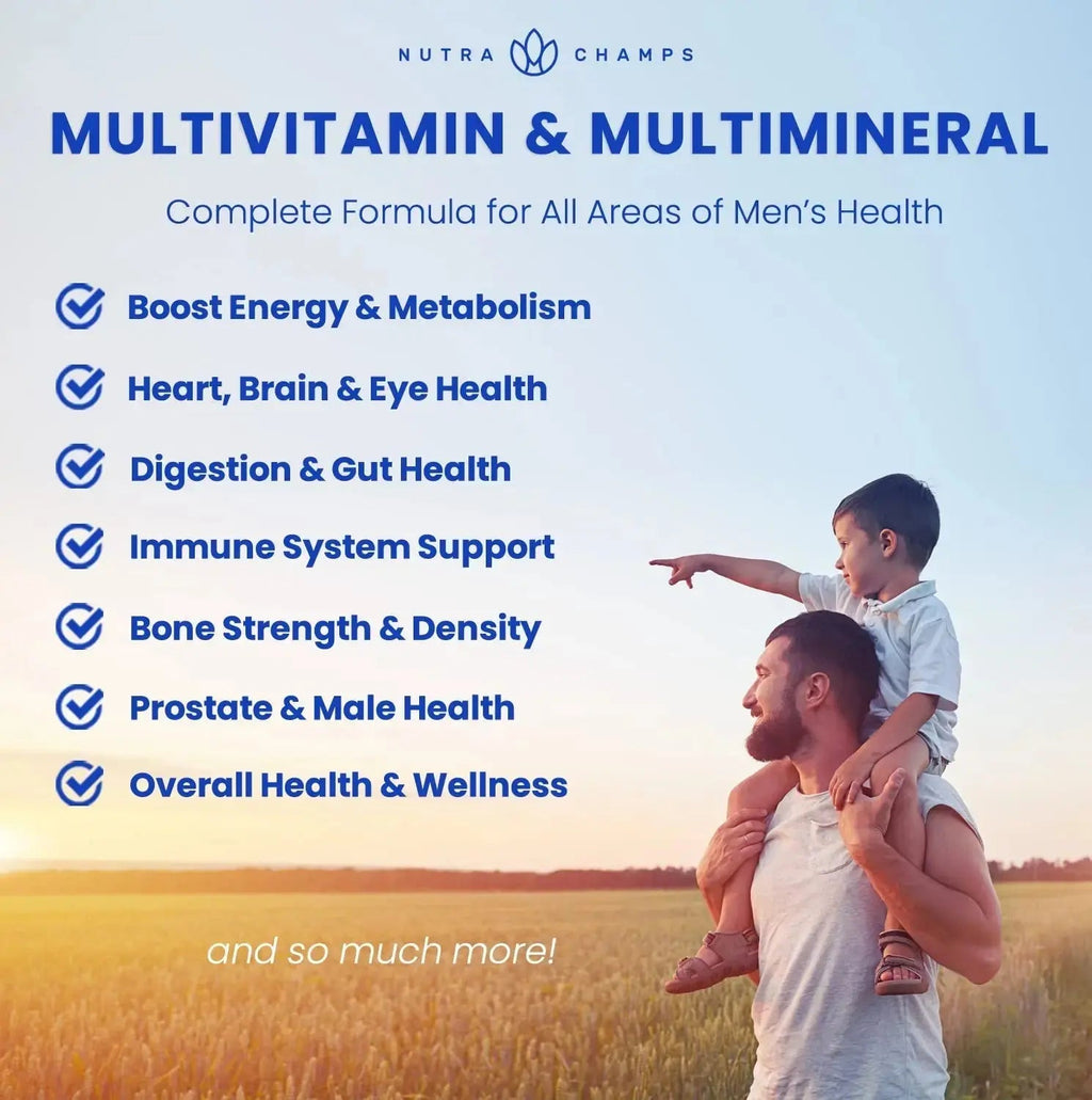 NutraChamps Multivitamin for Men, 240 Count, Vitamins A, B, C, D, E, Biotin, Zinc, Mens Gummy Multivitamins Supplement NutraChamps Au supplements