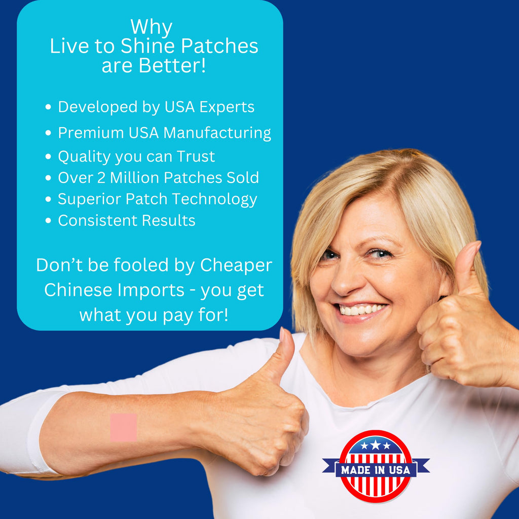 Magnesium Patches for Men and Women - Sleep Support & Relaxation, Muscle Recovery, Nerve Function - USA Made - 30 Premium Fast-Acting, Slow-Release Patches - Live To Shine Live To Shine Au supplements