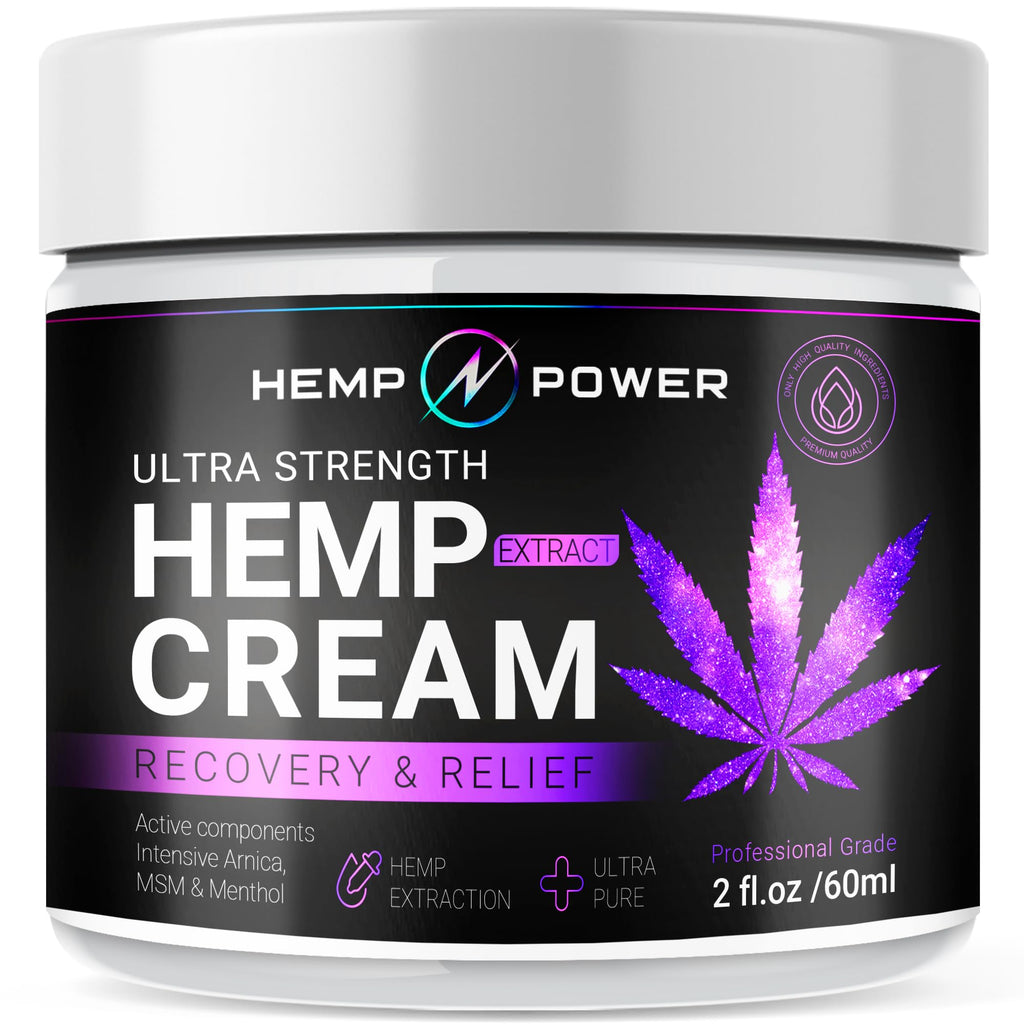 Hemp Power Joint Muscle Relief Cream, with Hemp, Menthol, MSM Arnica, Support Your Back, Muscles, Joints, Neck, Shoulder, Knee, Nerves - 2 Fl Oz. HEMP POWER Au supplements
