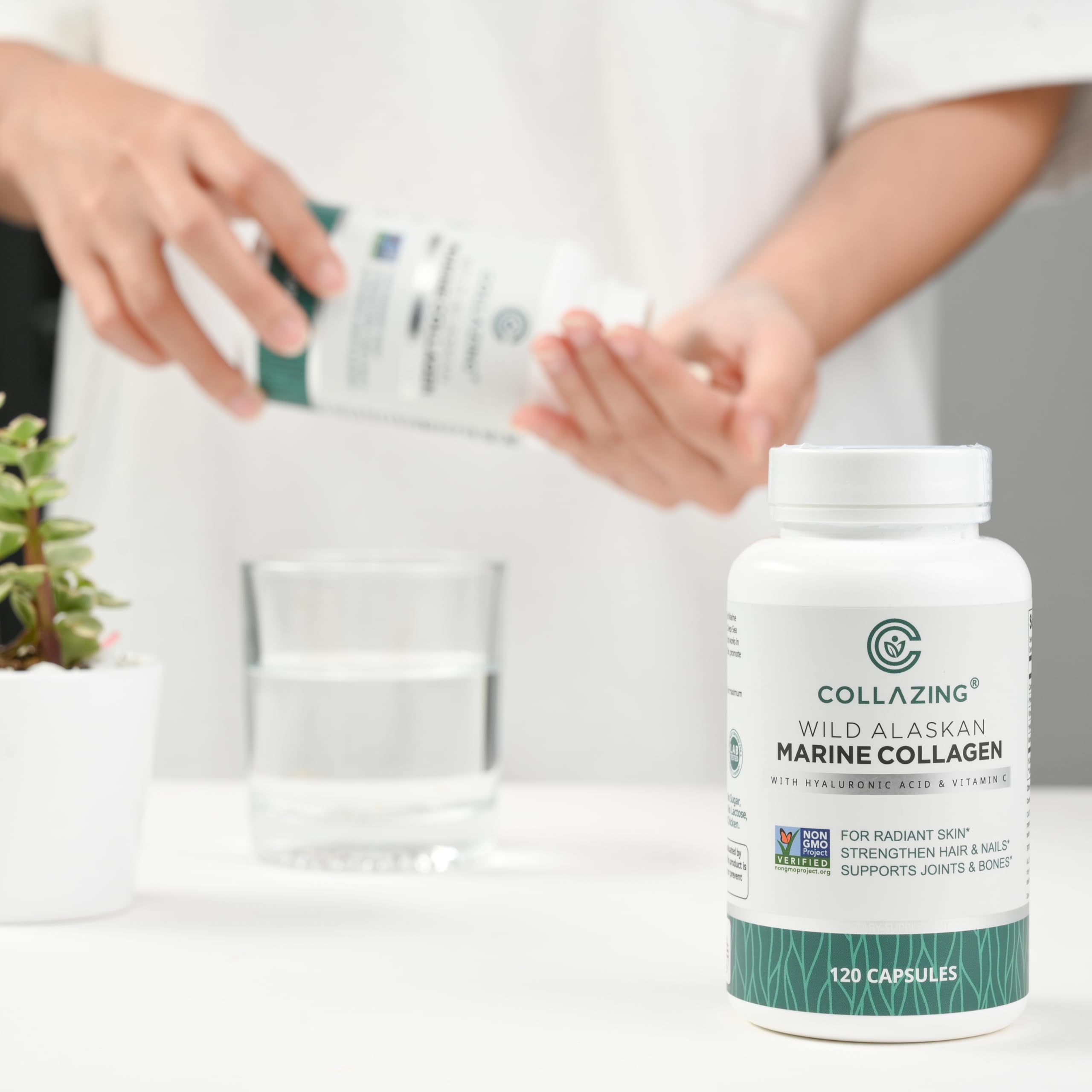 C COLLAZING - Alaskan Wild-Caught Marine Collagen Peptides with Hyaluronic Acid & Vitamin C - Supports Skin, Hair, Nails, Joints & Bones - Type 1 & 3 Collagen