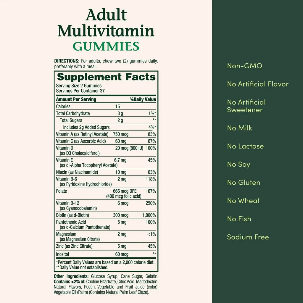 Nature's Bounty Adult Multivitamin Gummies, Vitamin Supplement, Daily Nutritional Needs, Orange, Cherry and Grape Flavor, 75 Gummies Nature's Bounty Au supplements