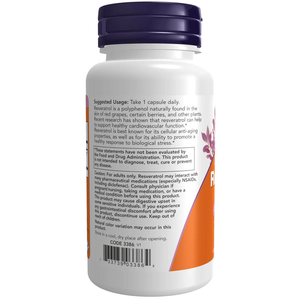 NOW Supplements, Extra Strength Resveratrol 350mg, Natural Trans Resveratrol from 700 mg NOW Au supplements