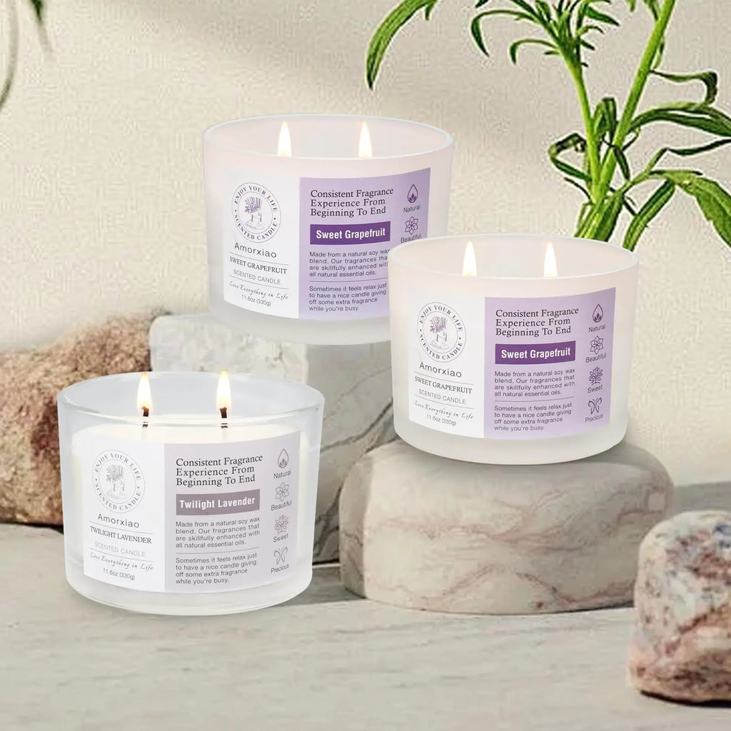 3 Pack Candles for Home Scented, 34.8 oz 240 Hour Long Lasting Candles Set, Grapefruit &Lavender ROSIANS Au supplements
