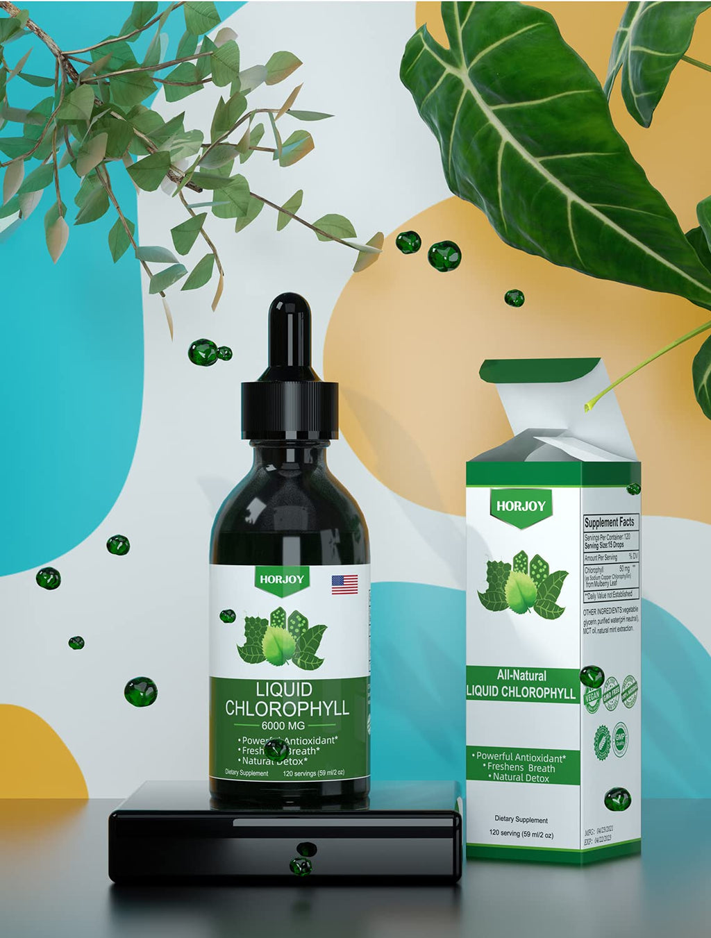 Chlorophyll Liquid Drops - 100% Natural Energy Booster and Immune Support - Internal Deodorant and Detox - Altitude Sickness Relief - Fast Absorption