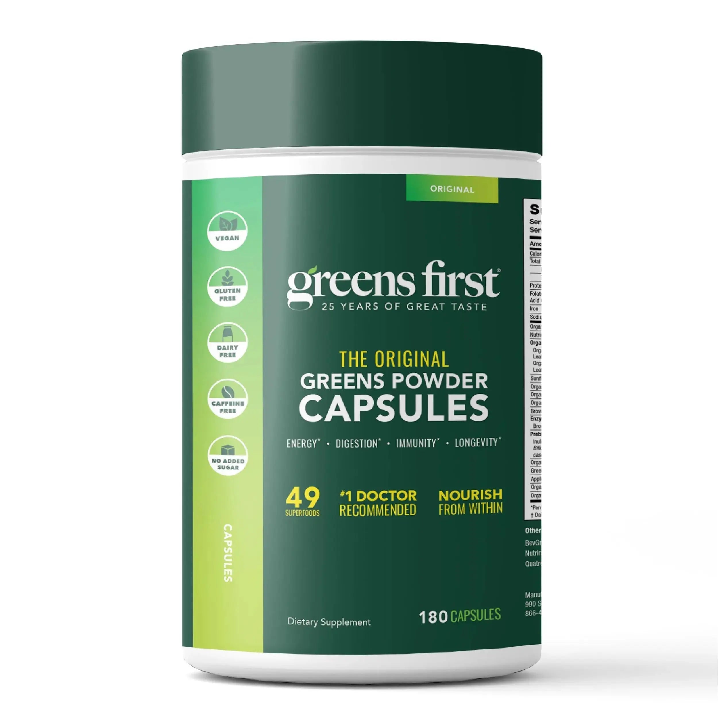 Greens First Phytonutrient Capsules - 49 Antioxidant-Rich Superfoods with Organic Fruits & Veggies, Prebiotics, Probiotics Greens First Au supplements