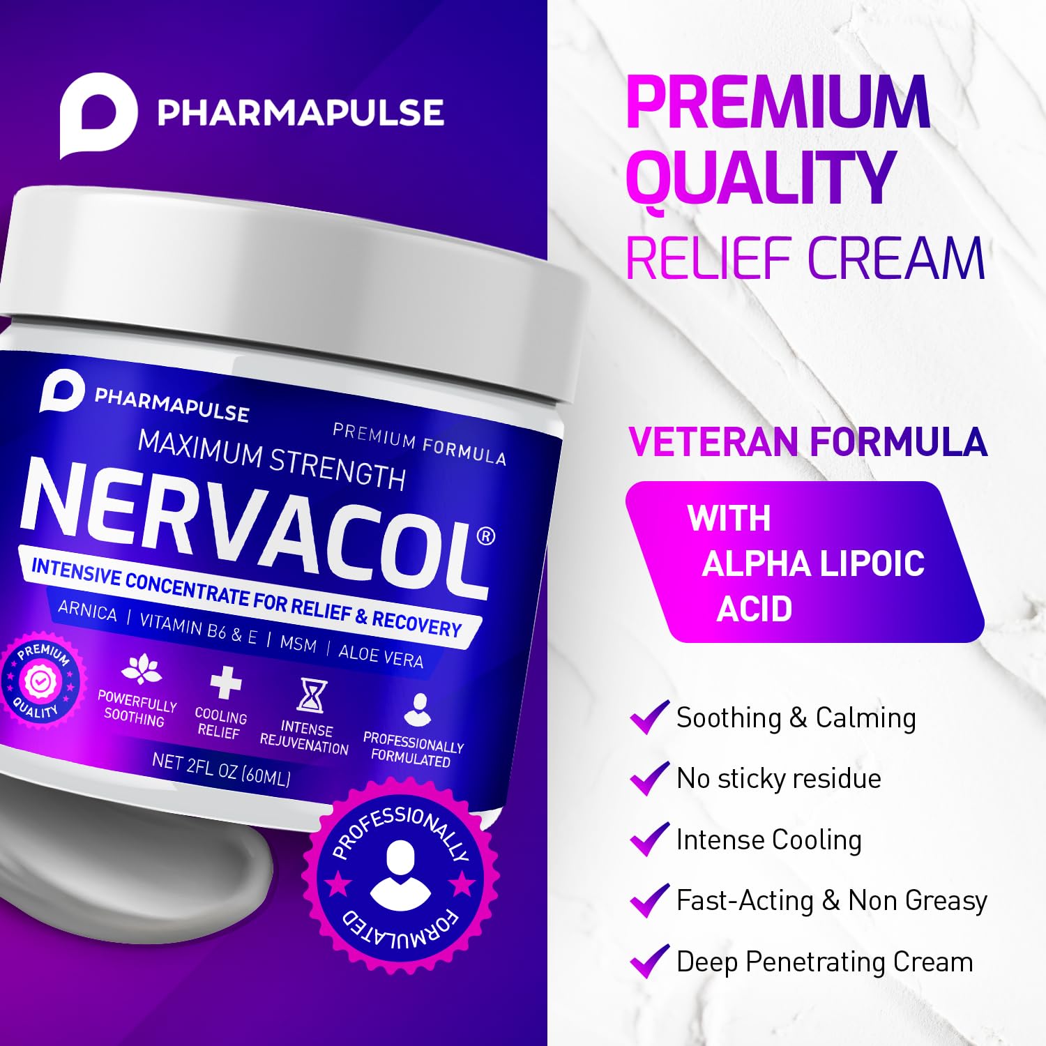 Pharmapulse Neuropathy Cream – Maximum Strength for Feet, Hands, Legs, Toes, Lower Back - Alpha Lipoic Acid, Arnica, Vitamin B6, Aloe Vera, MSM - Effective Soothing Pharmapulse Au supplements