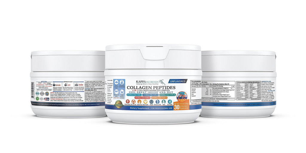 KAPPA NUTRITION Collagen Peptides Powder, 5 in 1 Multi-Collagen Advanced Complex with Hydrolyzed Collagen Peptides, Supports Skin, Hair, Nails, Joints & Bones / 30 Servings KAPPA NUTRITION Au supplements