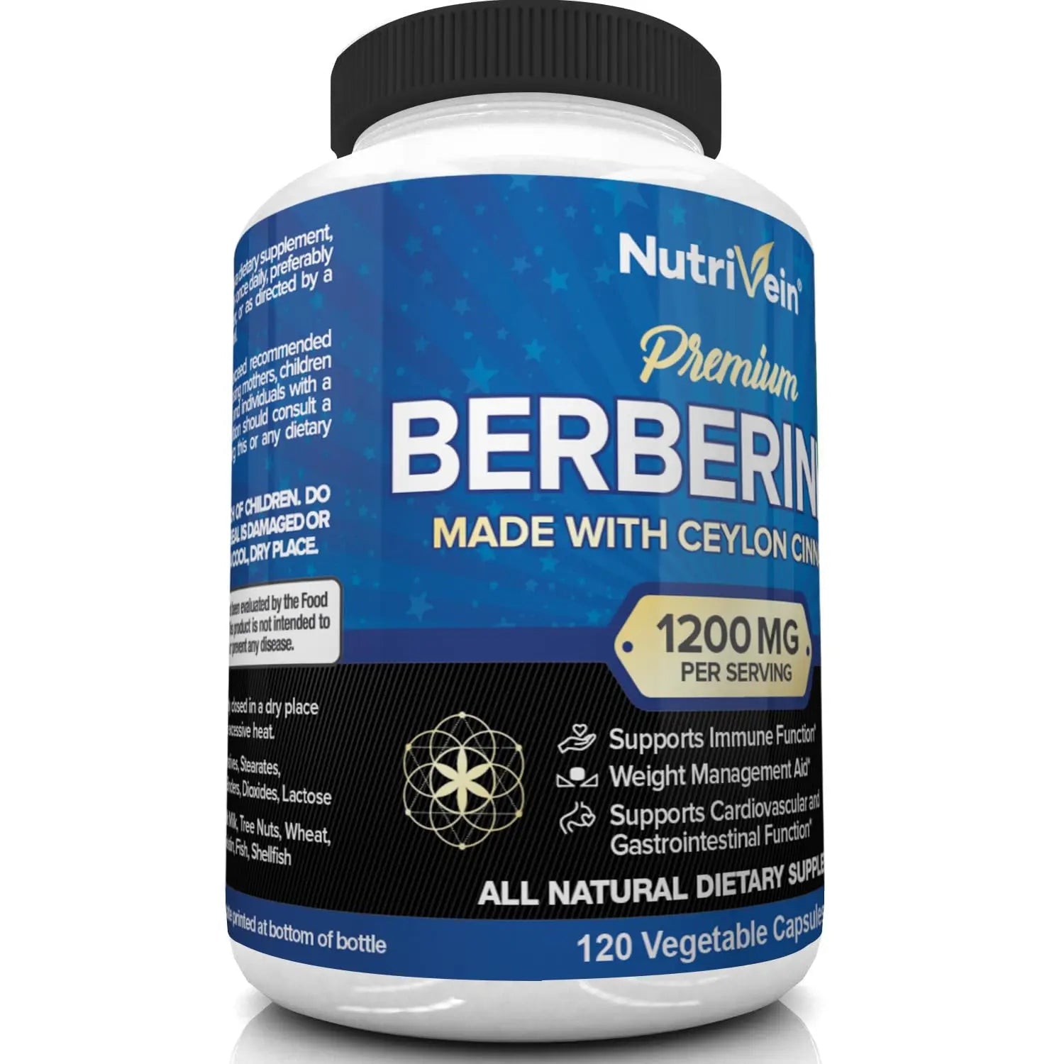 Nutrivein Premium Berberine HCL 1200mg Plus Organic Ceylon Cinnamon - 120 Capsules Nutrivein Au supplements