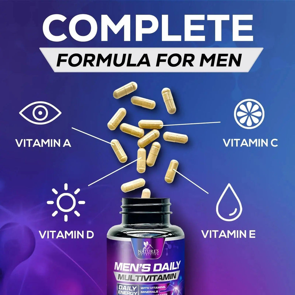 Multivitamin for Men - Advanced Supplement with Full-Spectrum Formula, Essential Vitamins A, C, D, E, & Zinc - High Potency B Vitamins Multi Nature's Nutrition Au supplements