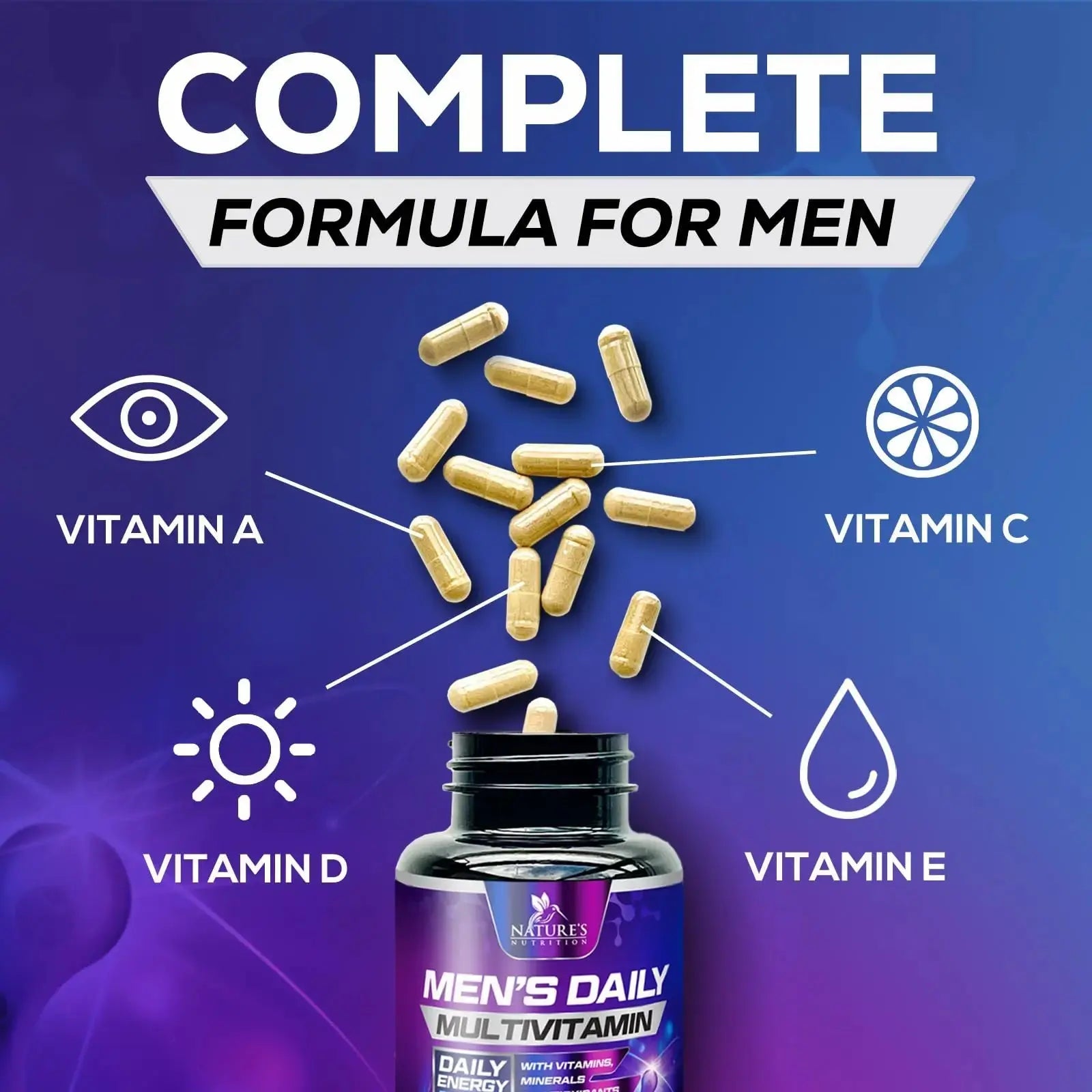 Multivitamin for Men - Advanced Supplement with Full-Spectrum Formula, Essential Vitamins A, C, D, E, & Zinc - High Potency B Vitamins Multi Nature's Nutrition Au supplements