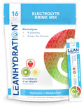 LEAN Hydration Daily Electrolyte Packets Drink Mix | Zero Calories, Zero Sugar Plus Vitamins, Minerals & More | 16 ct (Strawberry Kiwi Melon)