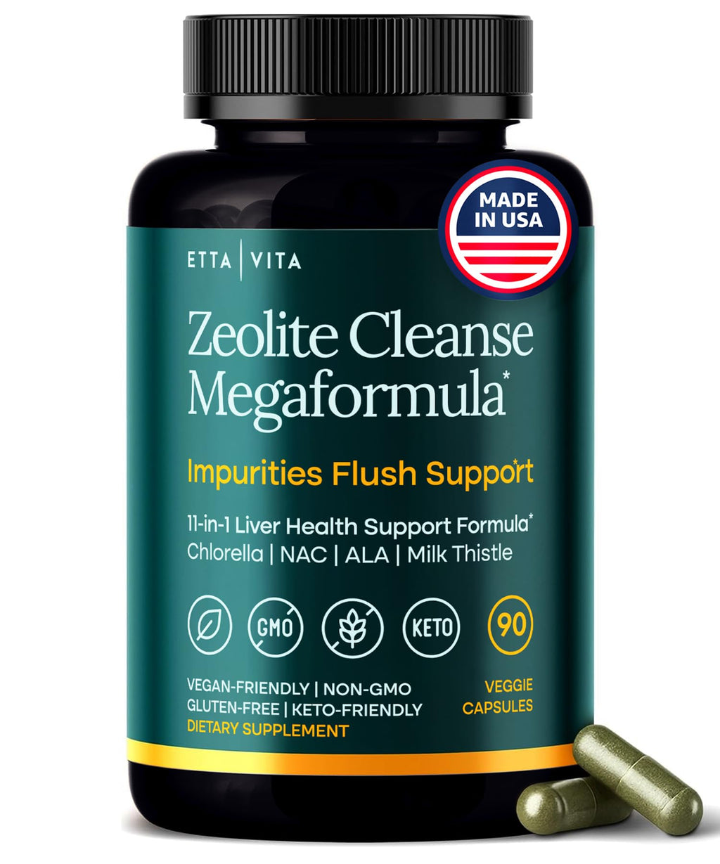 Liver Cleanse Detox & Repair - Microplastics Detox & Zeolite Supplement for Gut Health, Cognition & Natural Energy - Glutathione, NAC, Chlorella, Spirulina