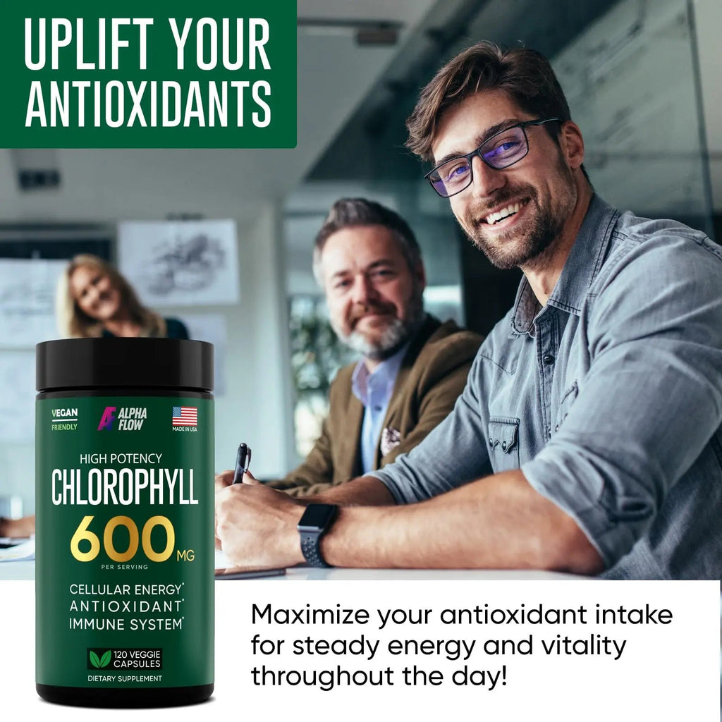 Chlorophyll Capsules 600 mg - Natural Chlorophyll Pills for Women & Men - Highly BioAvailable Alpha Flow Au supplements