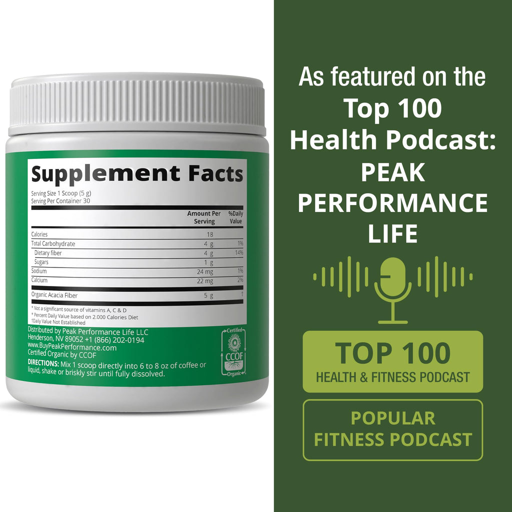 Peak Performance Organic Acacia Senegal Prebiotic Fiber Powder. Unflavored USDA Organic Plant Based Soluble Vegan Prebiotics Gut Health Supplement with Digestive Enzymes Peak Performance Au supplements