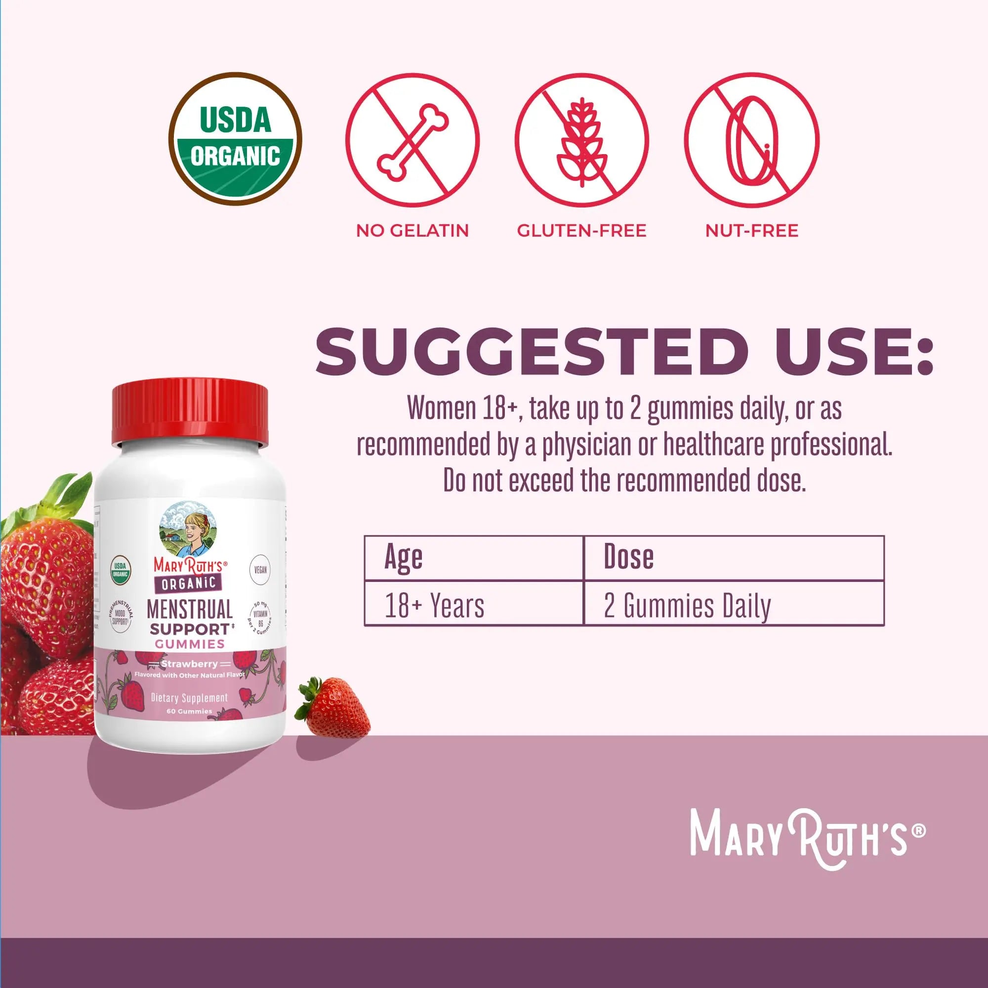 Organic Menstrual Support Gummies by MaryRuth's | for The Relief of Common Symptoms of Premenstrual Syndrome | PMS Support | Premenstrual Mood Support | USDA Organic | Non-GMO | Vegan | 30 Servings MARYRUTH'S Au supplements
