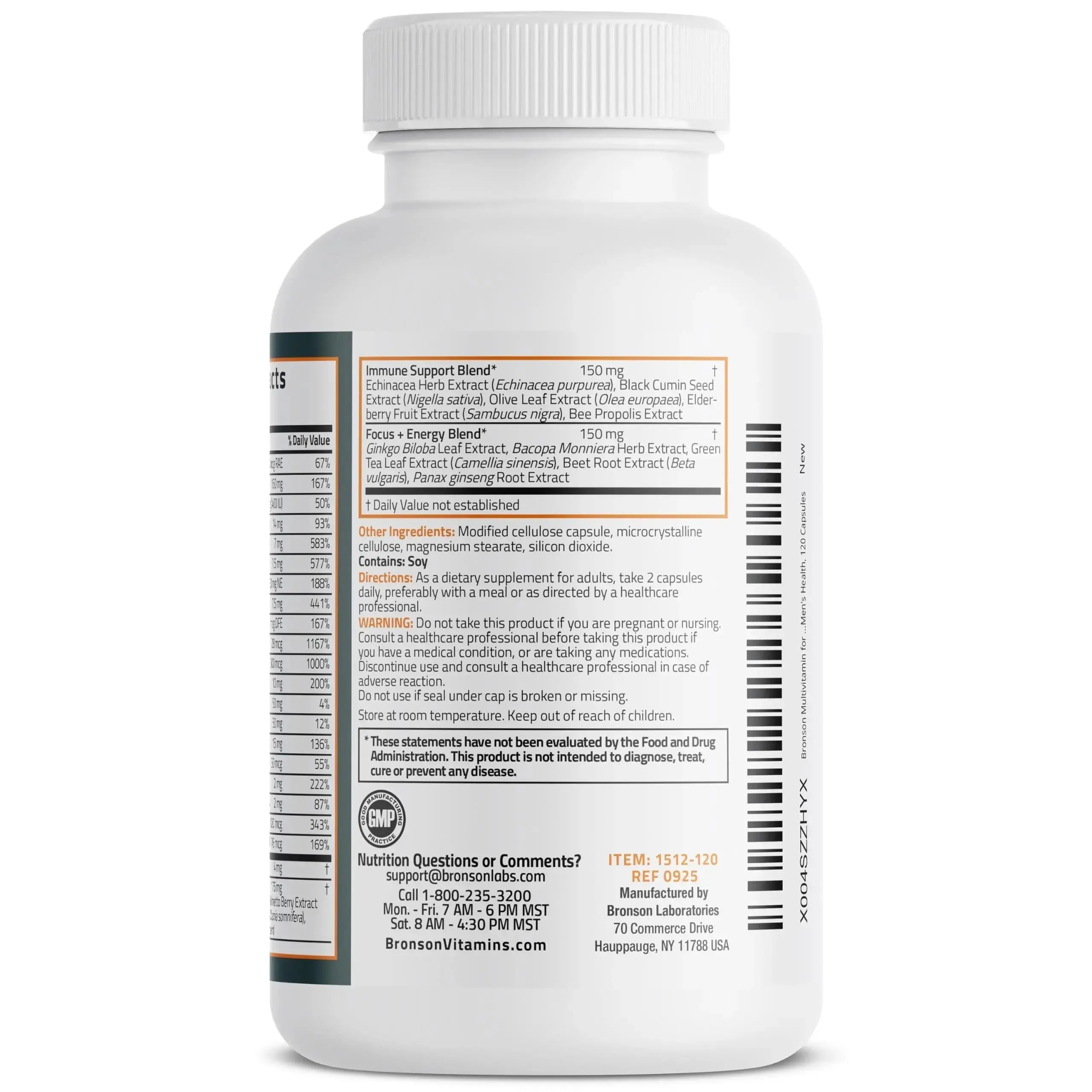 Bronson Multivitamin for Men All-in-One Daily Coverage Formula Key Vitamins, Minerals & Herbs to Support Men's Health, 120 Capsules Bronson Au supplements
