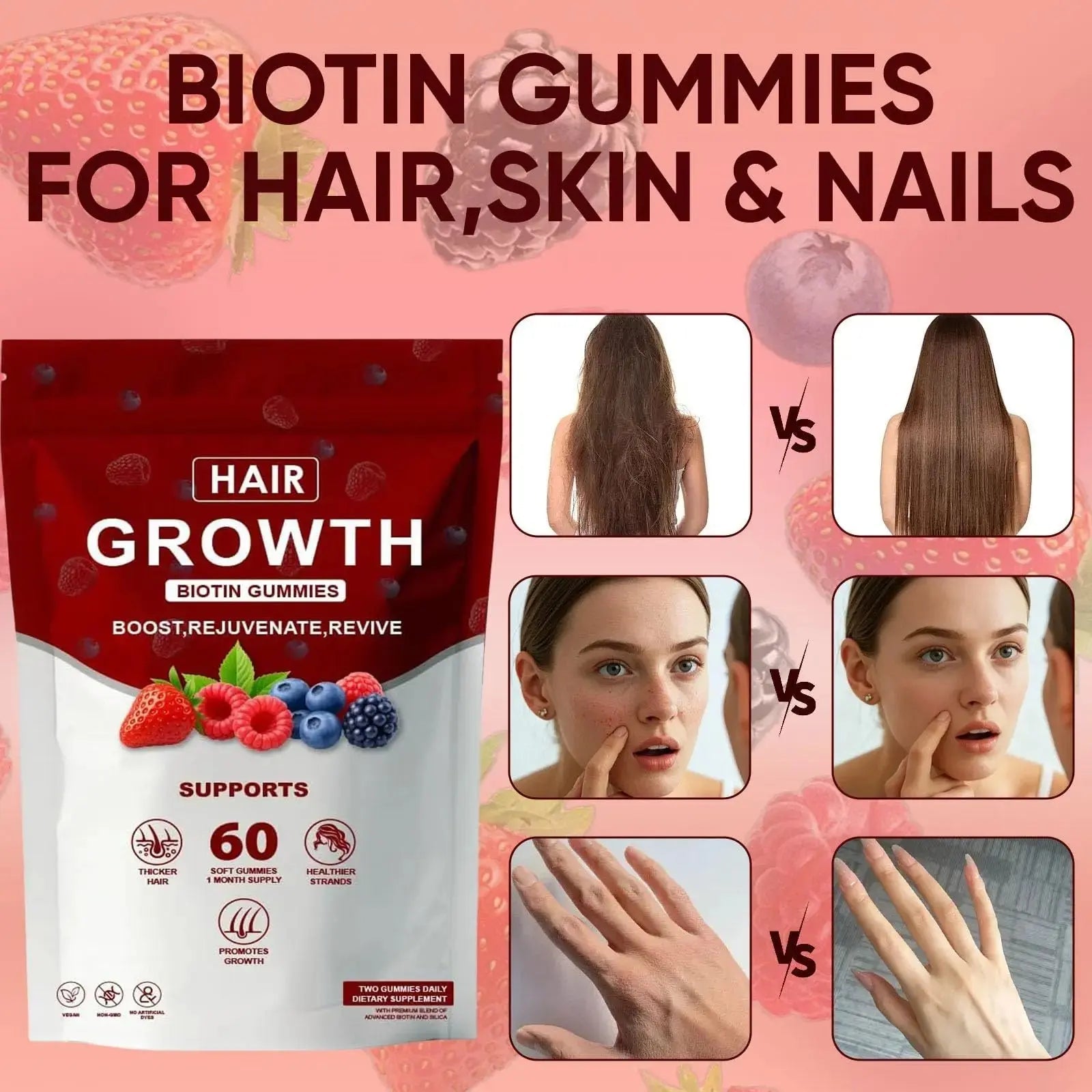 Neonomicon Lumin Hair Growth Gummies – with Biotin, Vitamin C & E, Rosemary, Saw Palmetto – Supports Healthy Hair Growth & Strength Neonomicon Au supplements