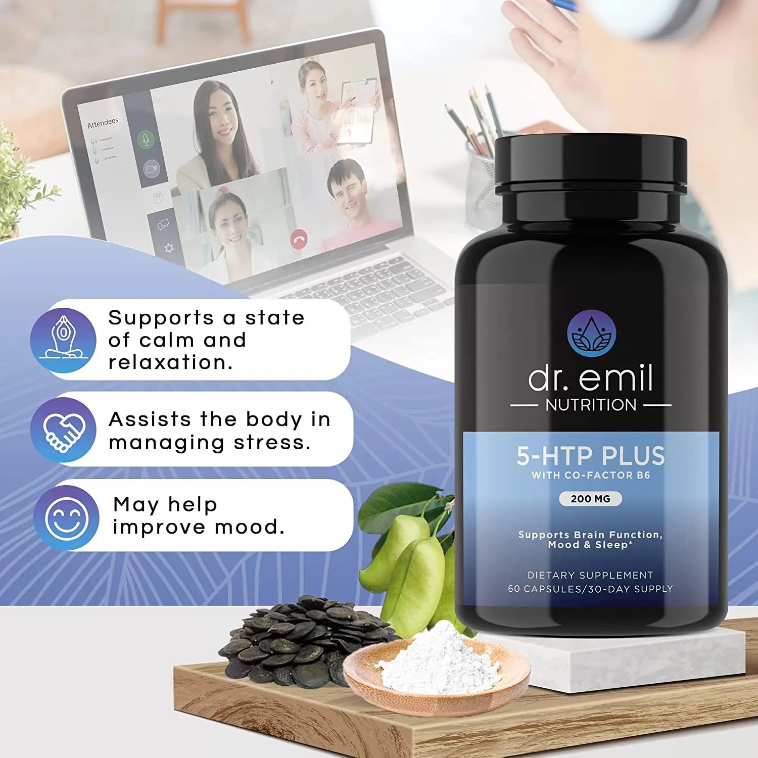 DR EMIL NUTRITION 200 MG 5-HTP Plus with SAM-e for Mood, Stress, and Sleep DR EMIL NUTRITION Au supplements